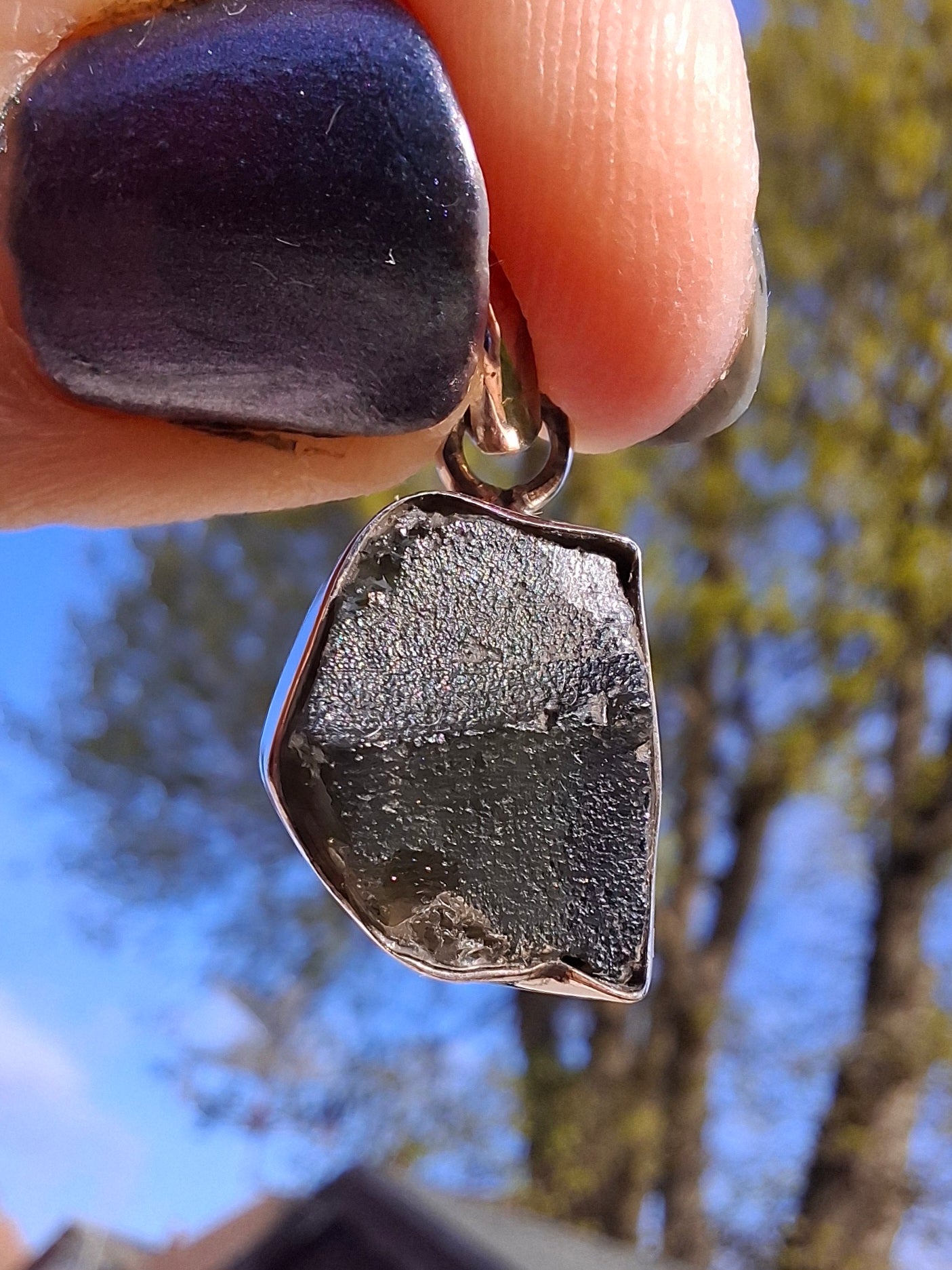 Moldavite Pendant, 925 Silver, Tektite (Ref: P2)
