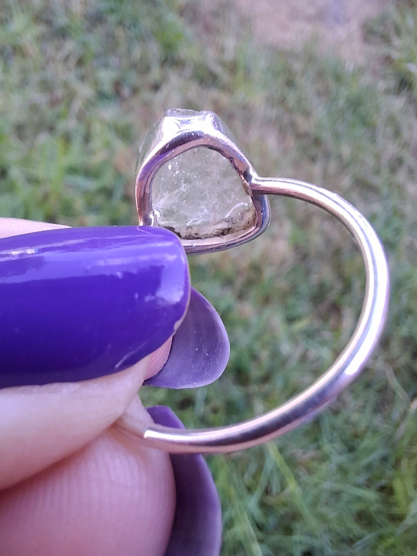 Libyan Desert Glass Ring, size small S, 925 Silver, Tektite (Ref: LR44)