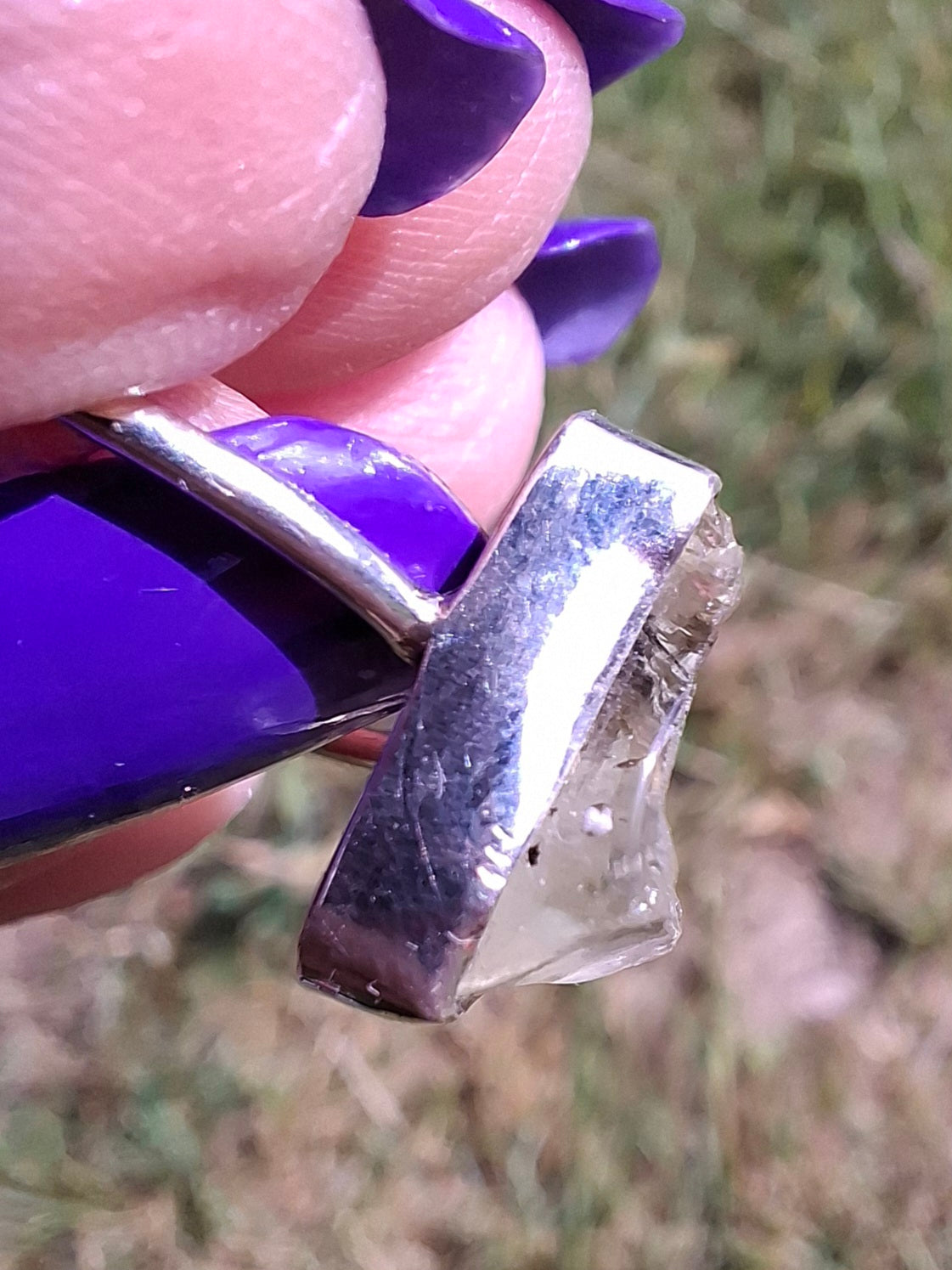 Libyan Desert Glass Ring, size P, 925 Silver, Tektite (Ref: LR26)