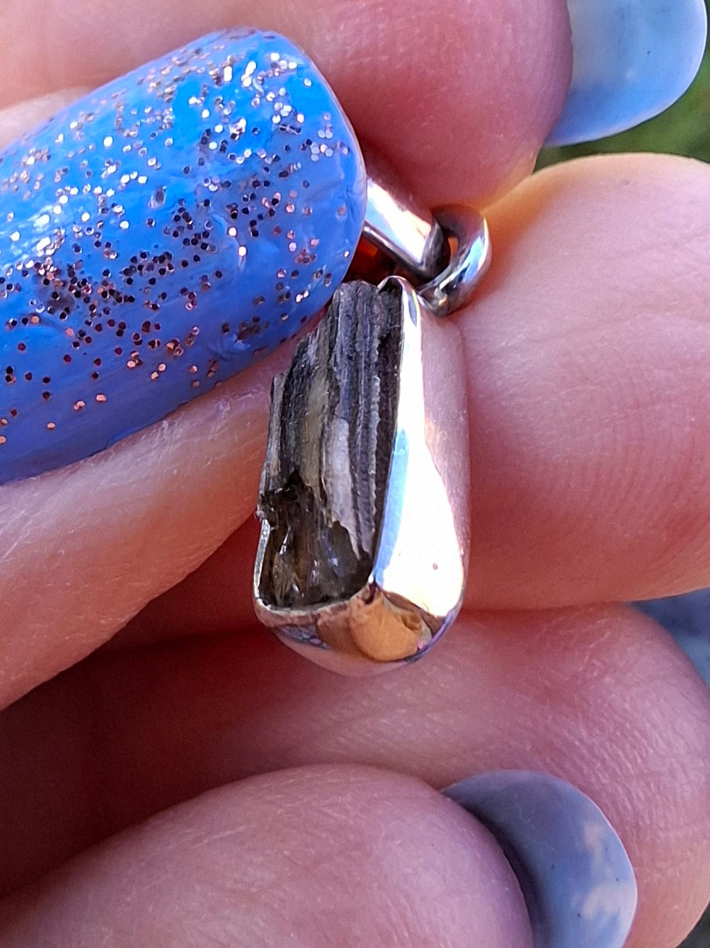 Moldavite Pendant, 925 Silver, Tektite (Ref: P91)