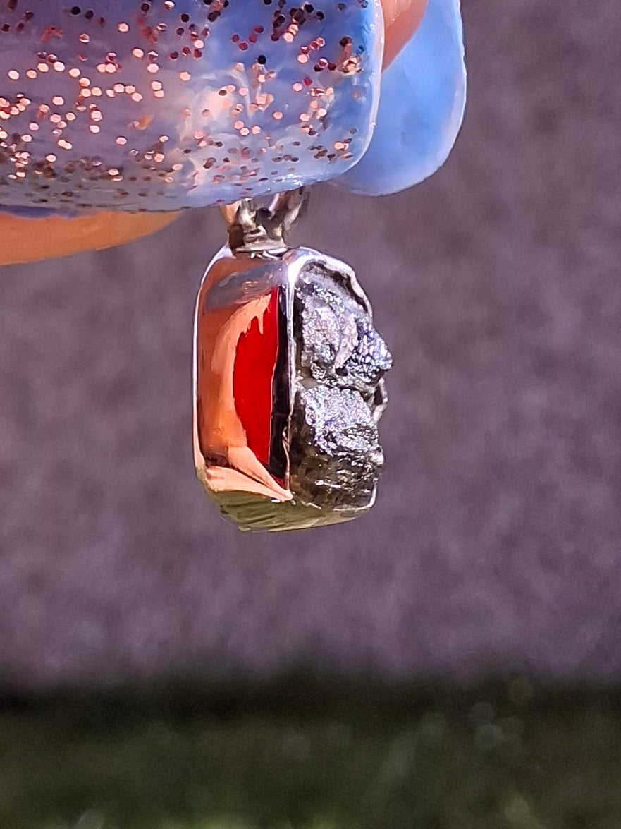 Moldavite Pendant, 925 Silver, Tektite (Ref: P44)