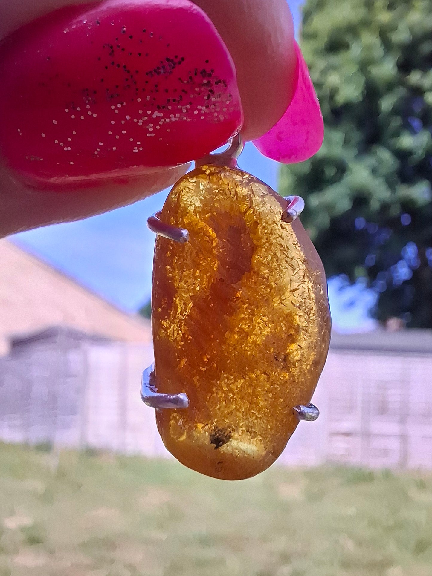 Baltic Amber Pendant, 925 Silver, Fossil (Ref: AP11)