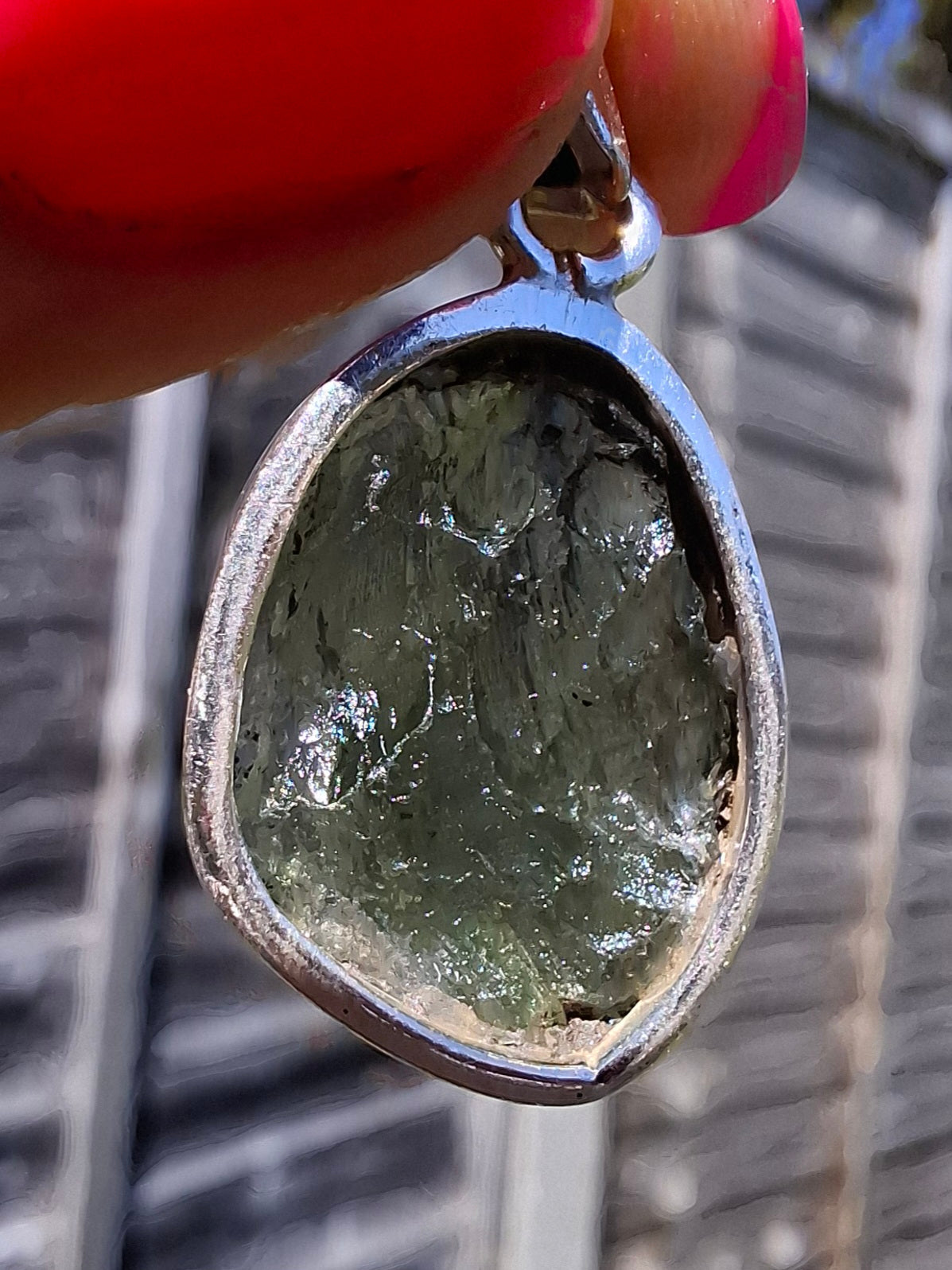 Moldavite Pendant, 925 Silver, Tektite (Ref: P441)