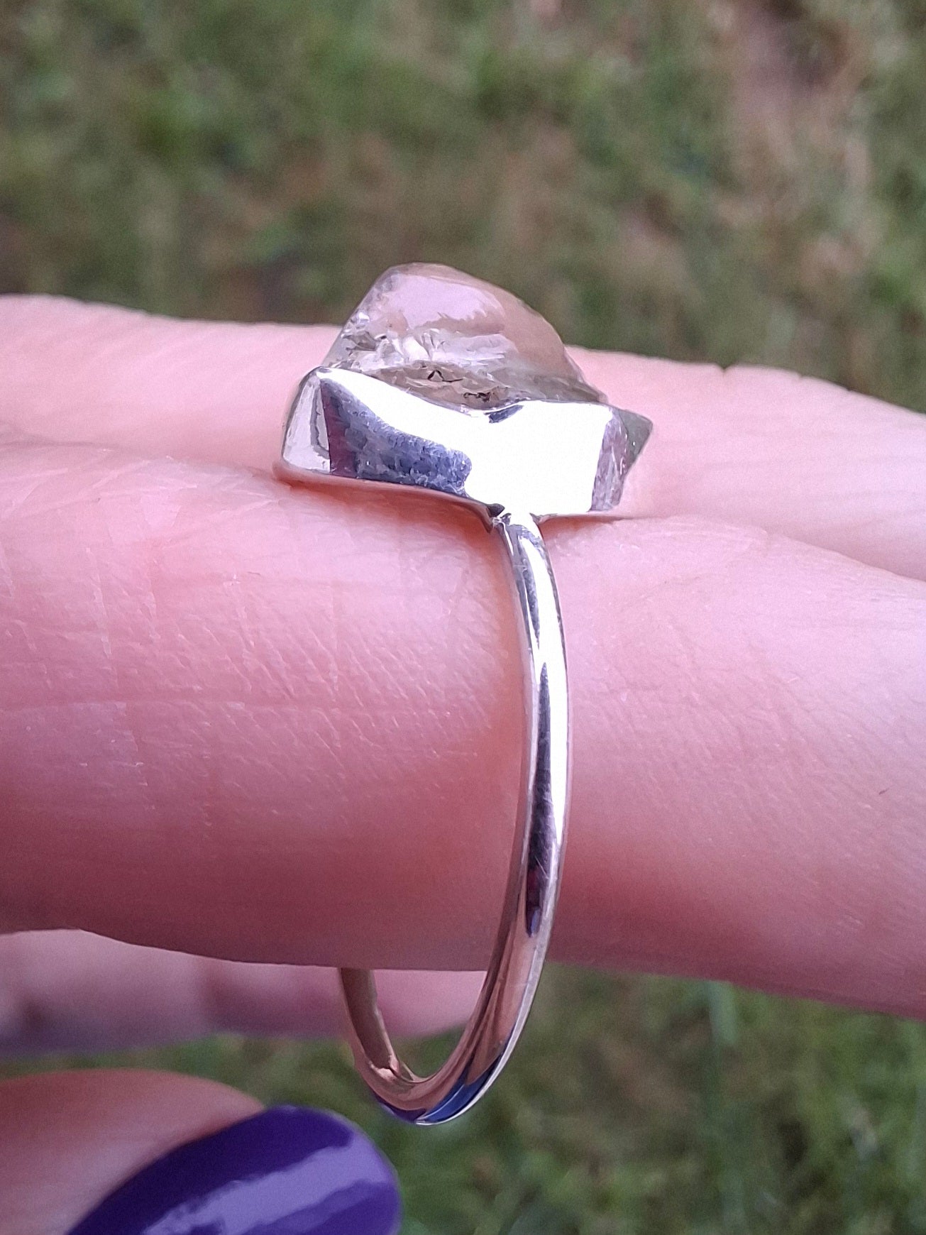 Libyan Desert Glass Ring, size small P, 925 Silver, Tektite (Ref: LR25)