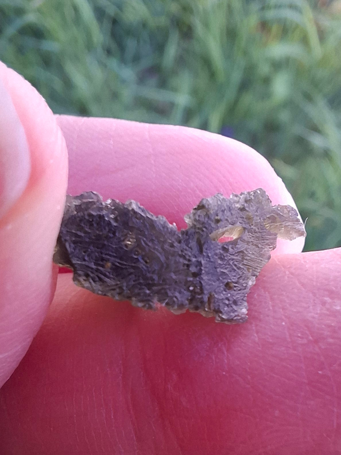 DRILLED, Moldavite Piece, 1.13g, Tektite (Ref: D7)