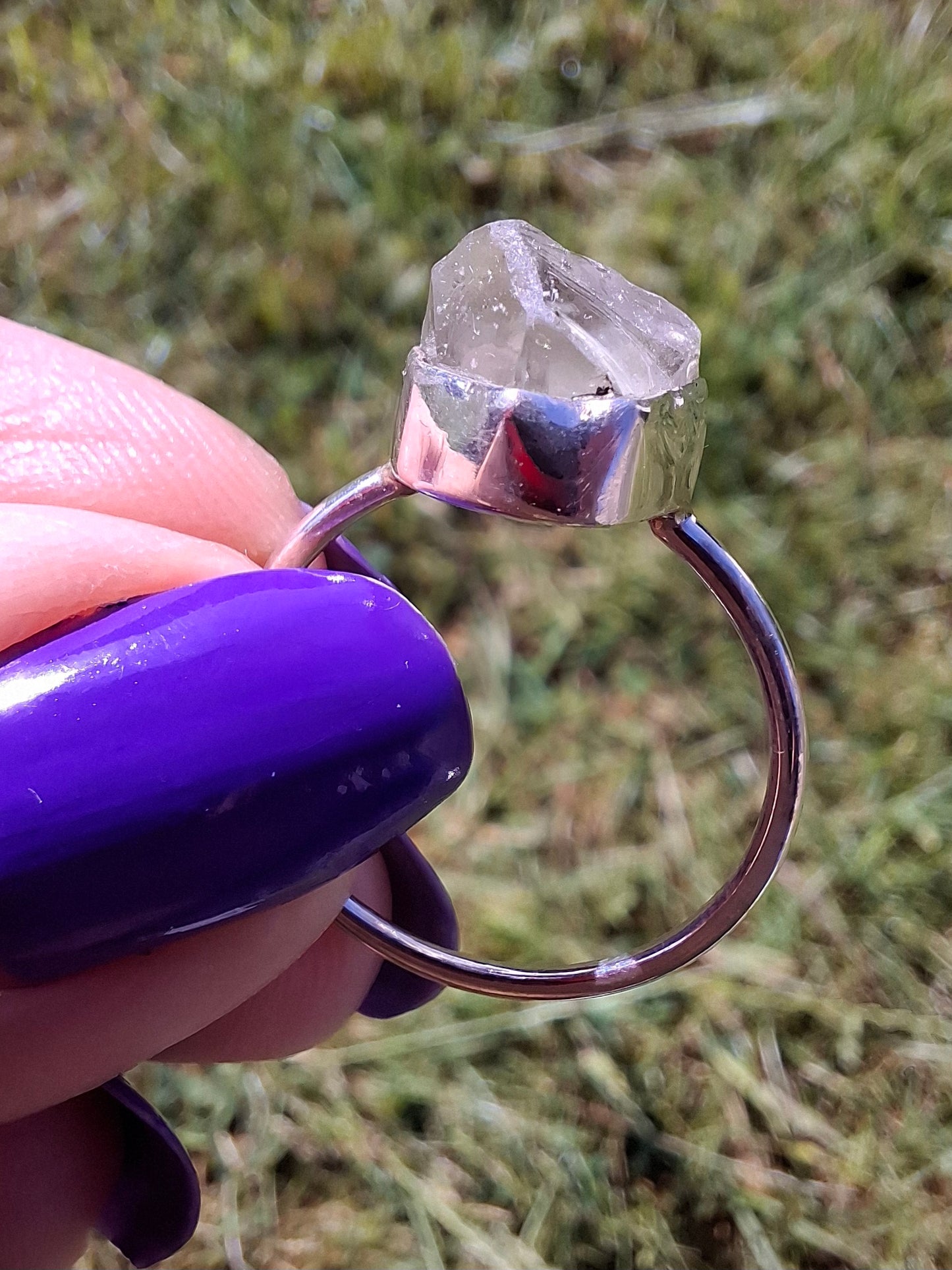 Libyan Desert Glass Ring, size small S, 925 Silver, Tektite (Ref: LR44)