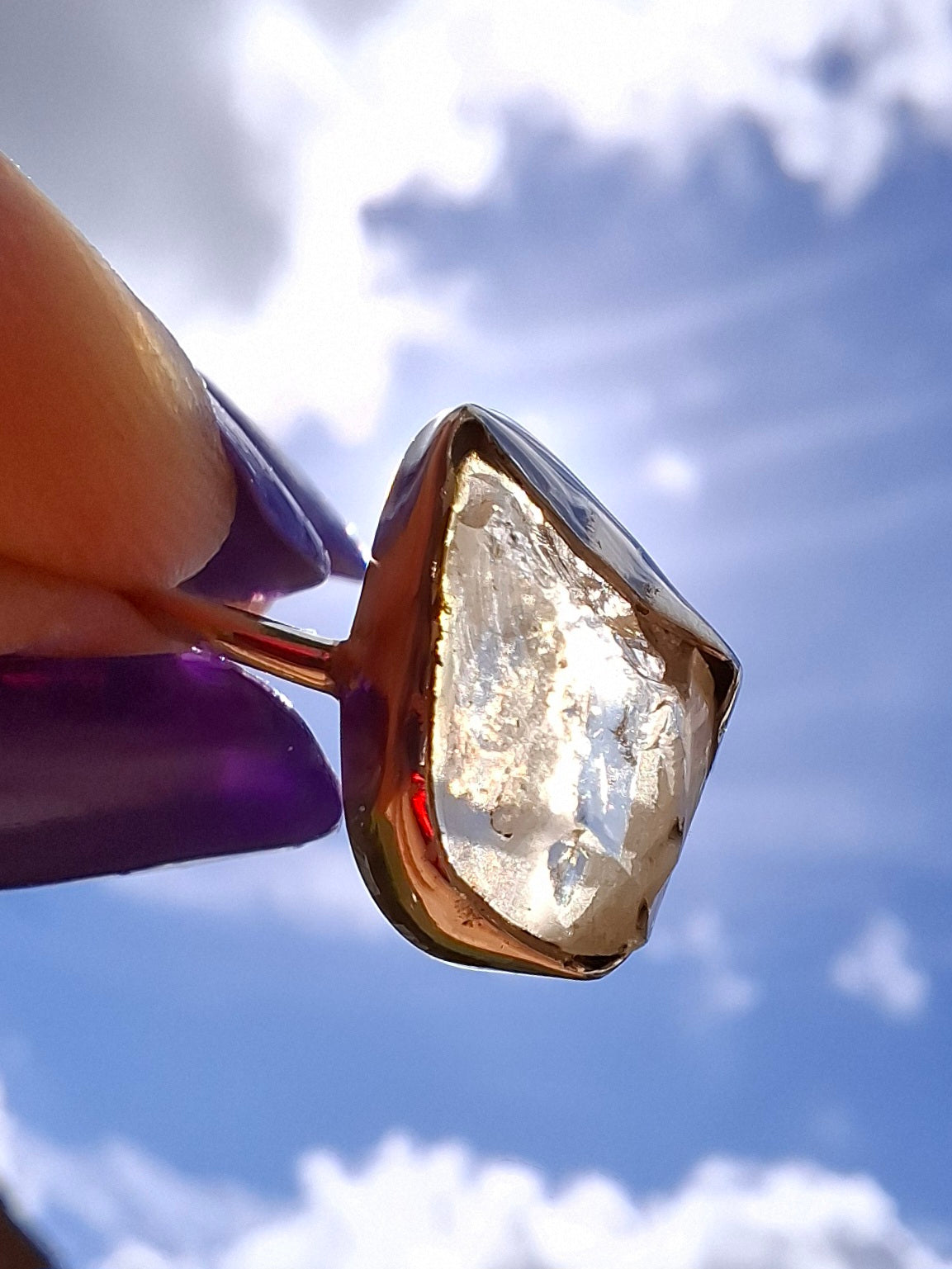 Libyan Desert Glass Ring, size large O, 925 Silver, Tektite (Ref: LR23)