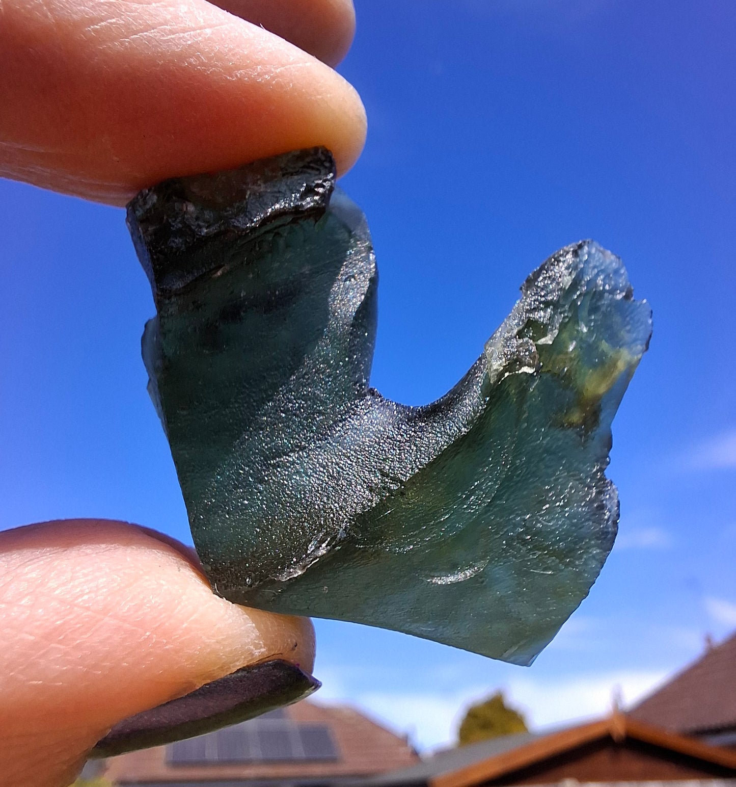 Moldavite Piece, NESMEN, 8.90g, Tektite (Ref: 1374)
