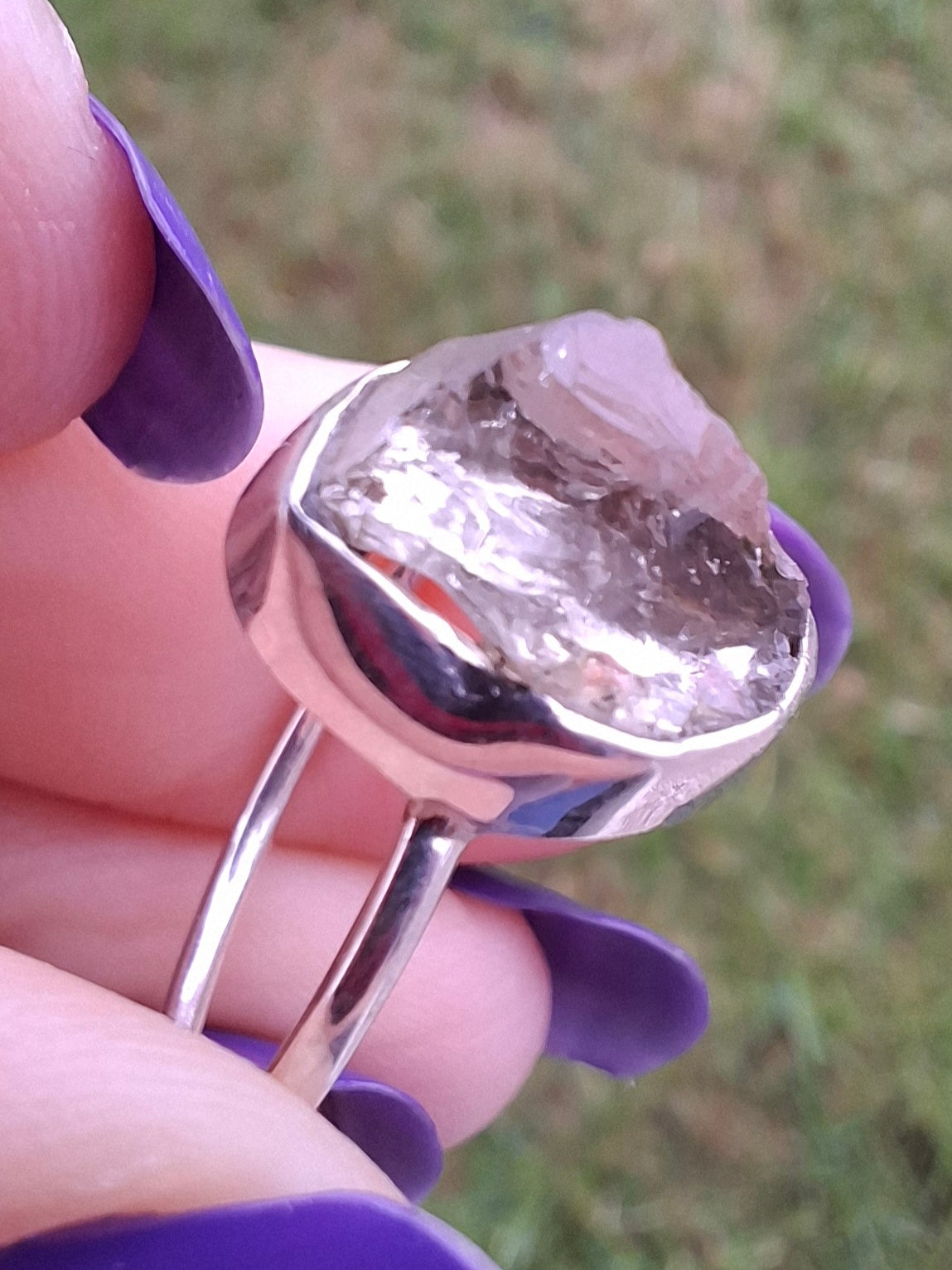 Libyan Desert Glass Ring, size small P, 925 Silver, Tektite (Ref: LR25)