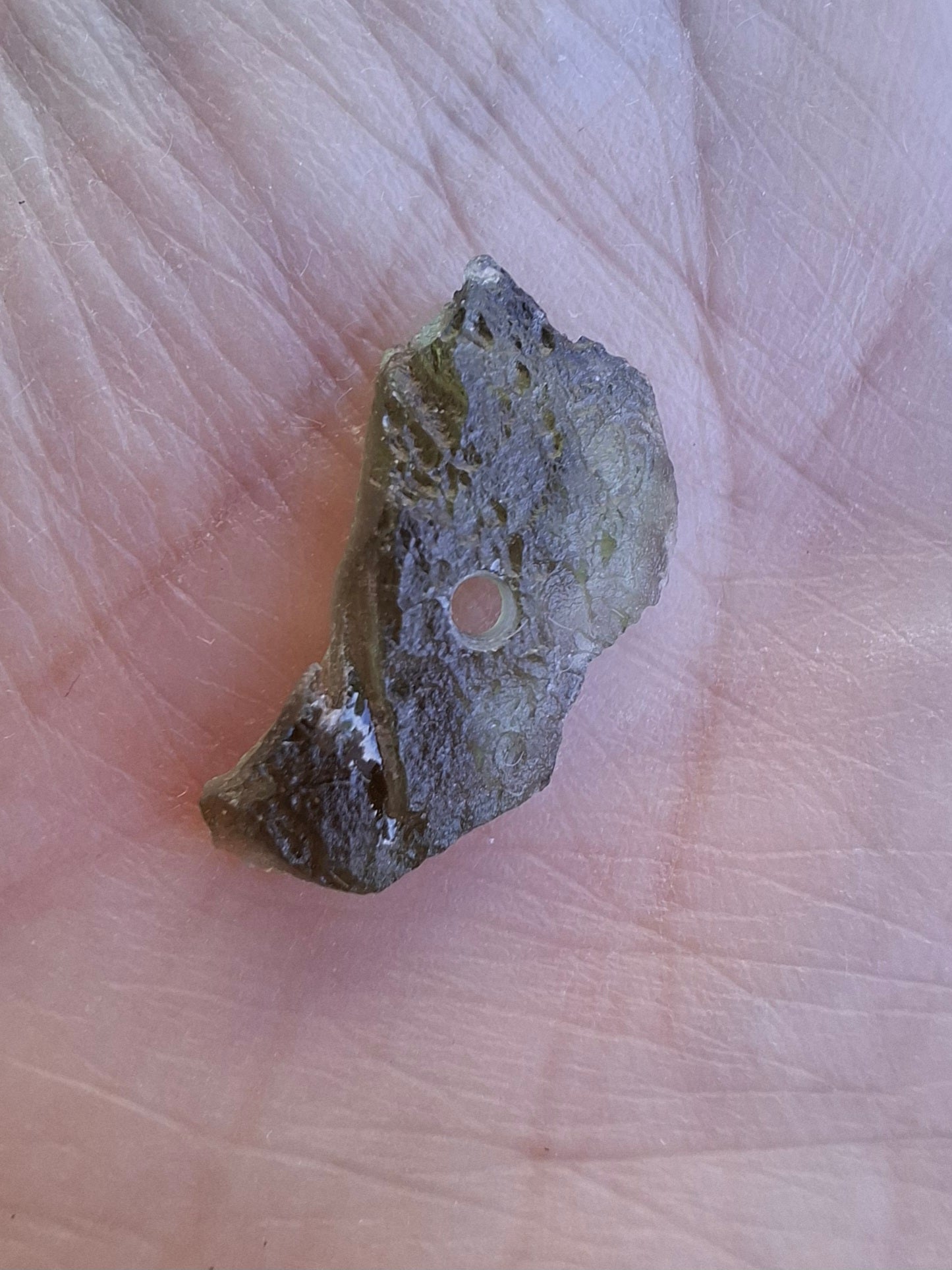 DRILLED, Moldavite Piece, 0.90g, Tektite (Ref: D14)