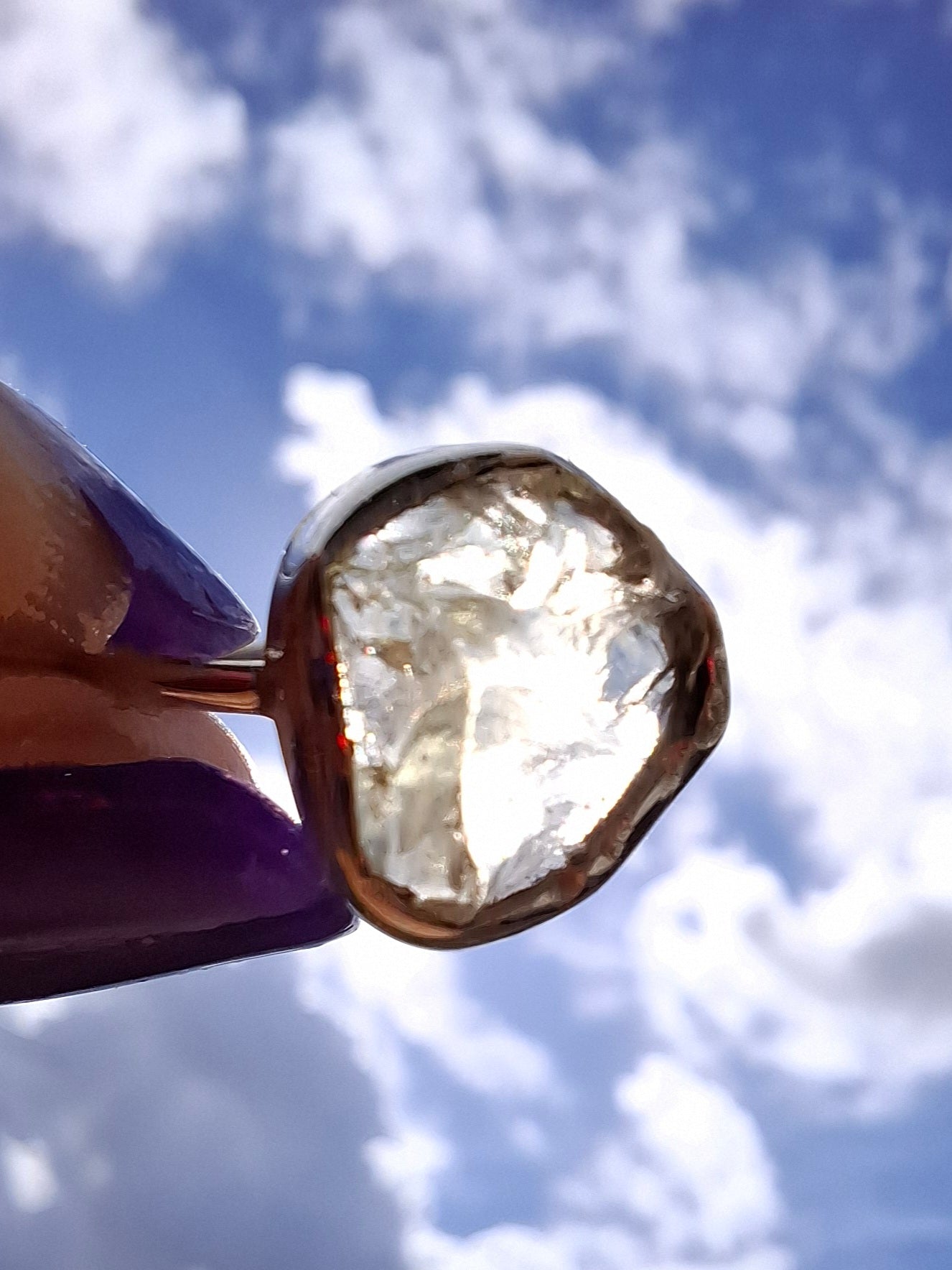 Libyan Desert Glass Ring, size large T, 925 Silver, Tektite (Ref: LR50)