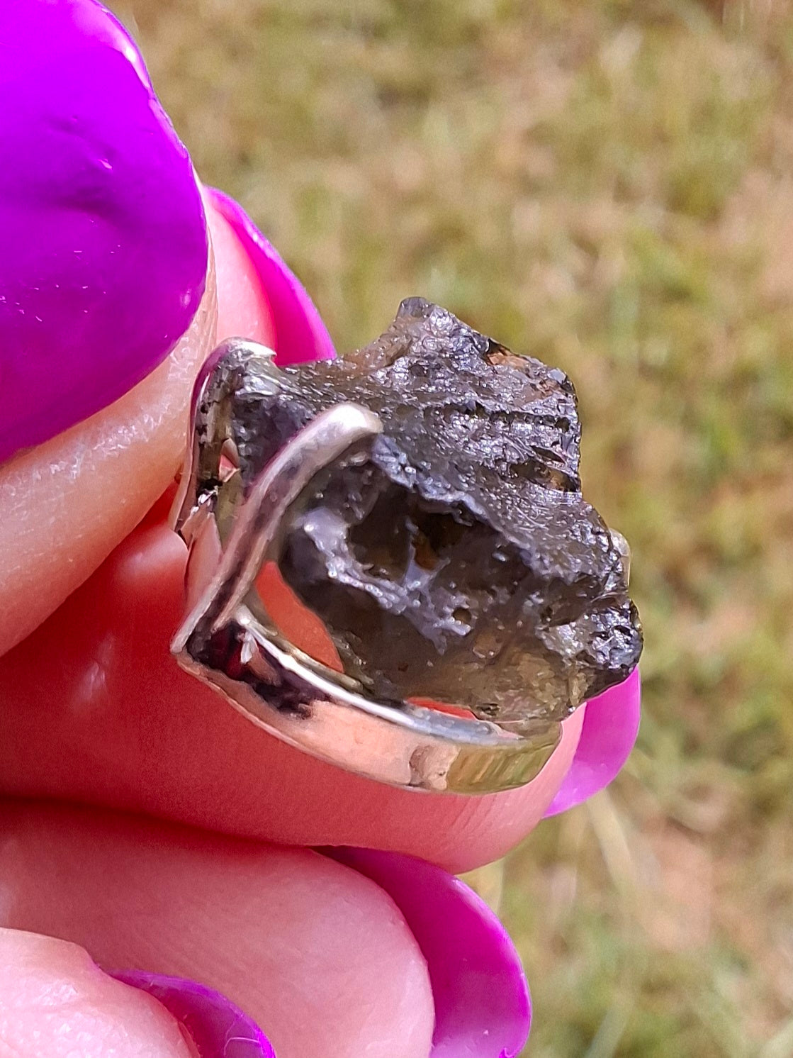 Moldavite Claw Pendant, 925 Silver, Tektite (Ref: P28)
