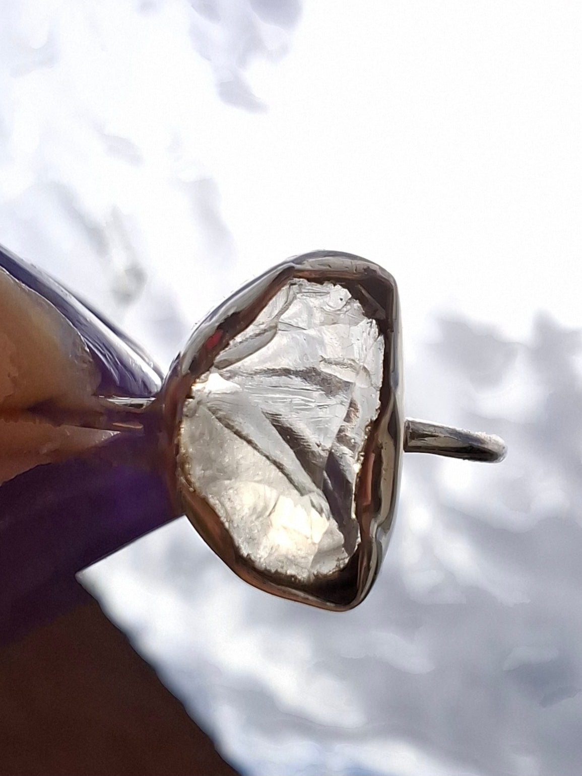Libyan Desert Glass Ring, size large W, 925 Silver, Tektite (Ref: LR63)
