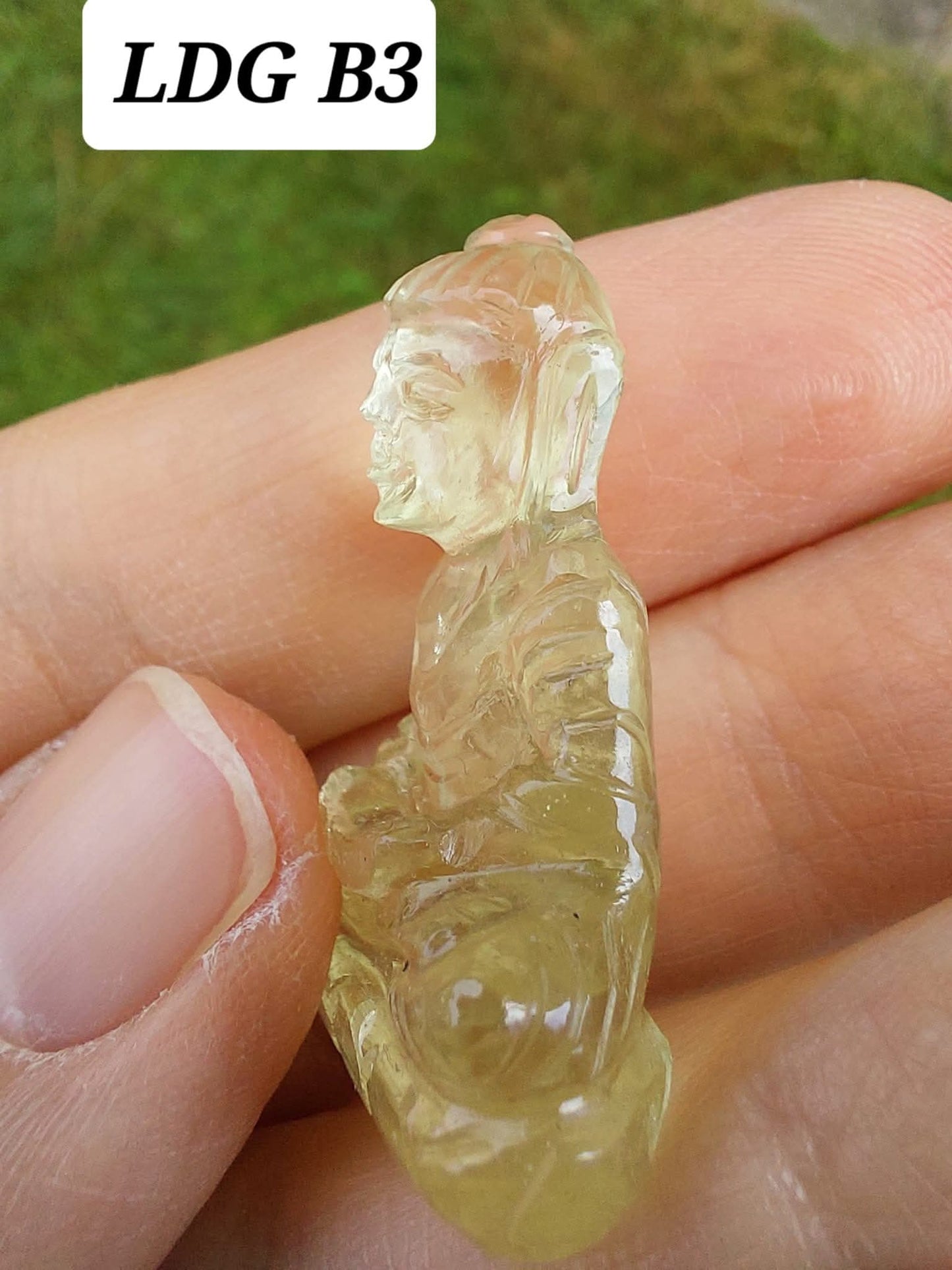 Libyan Desert Glass BUDDHA Carving, 6.80g, Tektite (Ref: LDG B3)