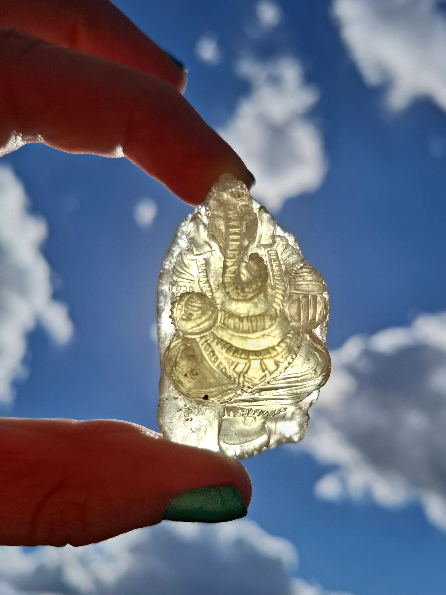 Libyan Desert Glass carving, GANESHA, 26.47g, Tektite (Ref: Ganesha1)