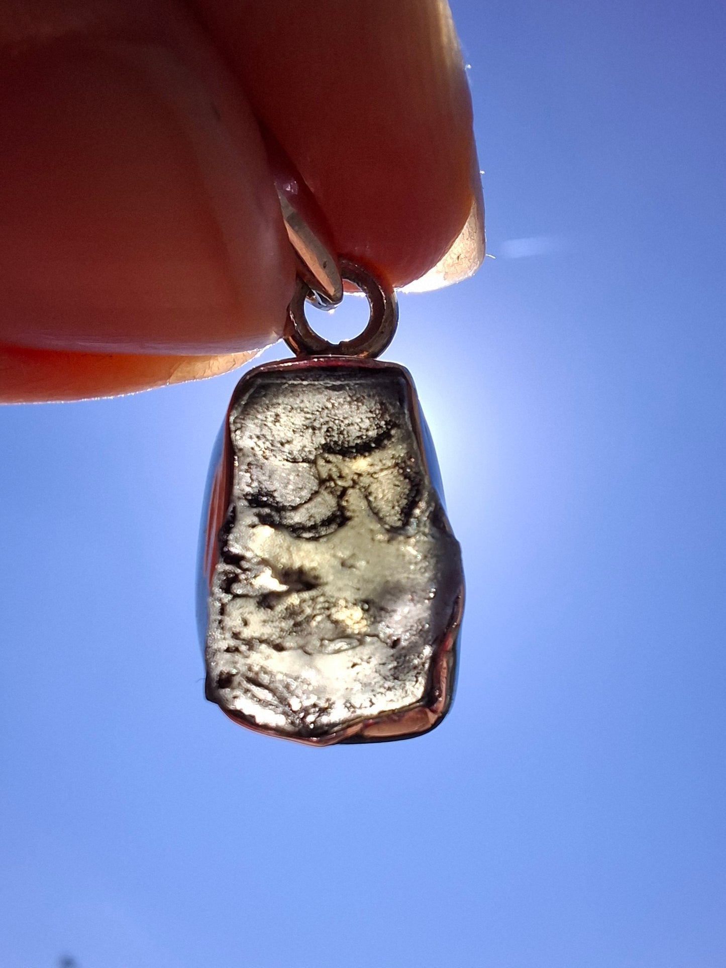 Moldavite Pendant, 925 silver, Tektite (Ref: P4)