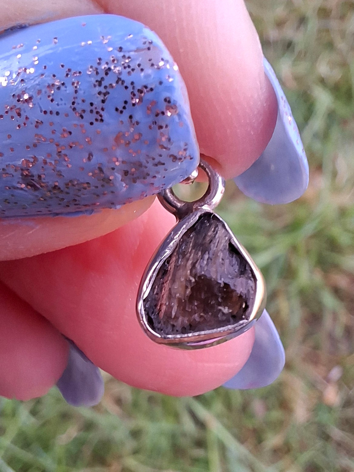 Moldavite Pendant, 925 Silver, Tektite (Ref: P57)