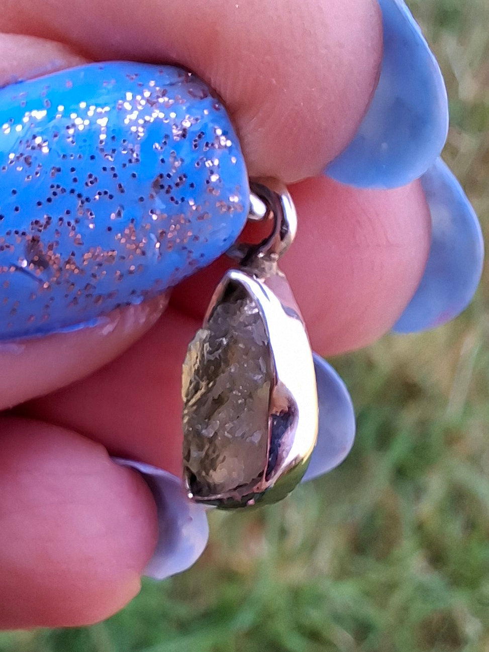 Moldavite Pendant, 925 Silver, Tektite (Ref: P46)