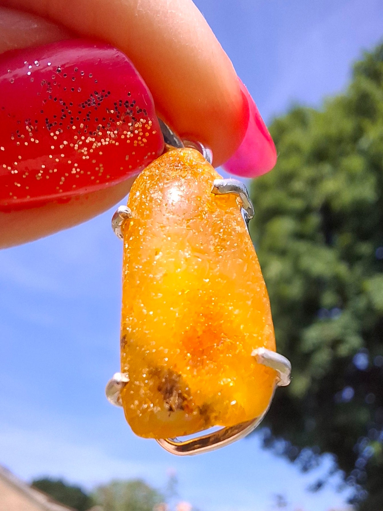 Baltic Amber Pendant, 925 Silver, Fossil (Ref: AP8)