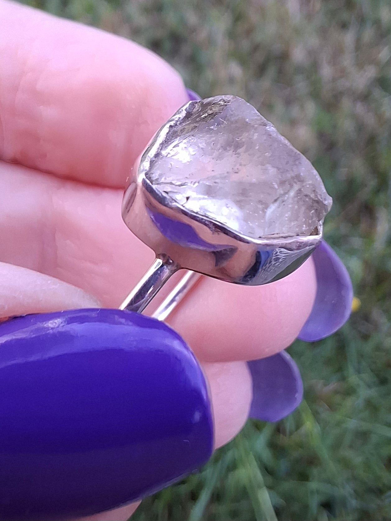 Libyan Desert Glass Ring, size small S, 925 Silver, Tektite (Ref: LR44)