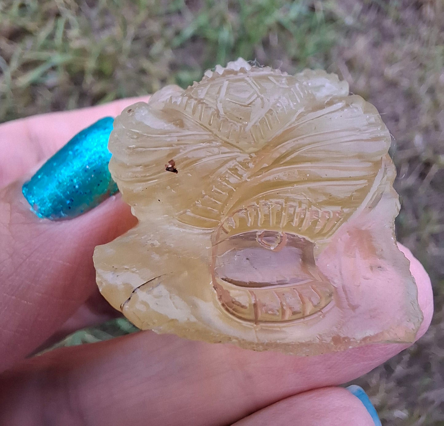 Libyan Desert Glass carving, GANESHA, 26.47g, Tektite (Ref: Ganesha1)