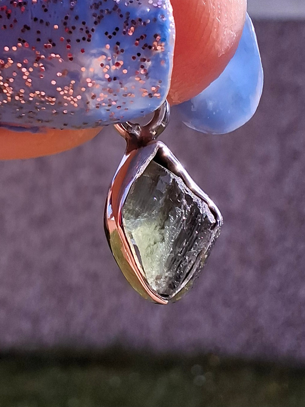 Moldavite Pendant, 925 Silver, Tektite (Ref: P52)