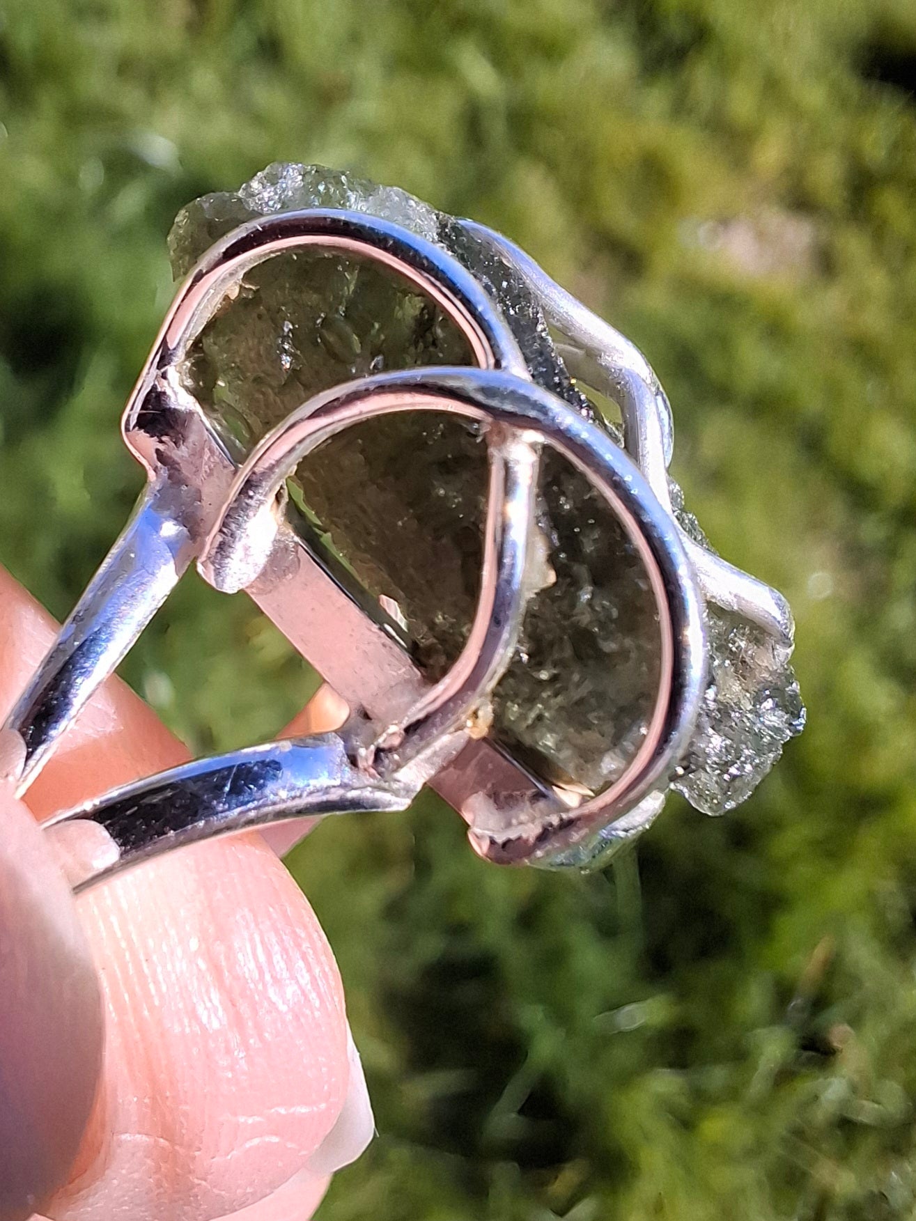 Moldavite Ring, size U, 925 Silver (Ref: R13)