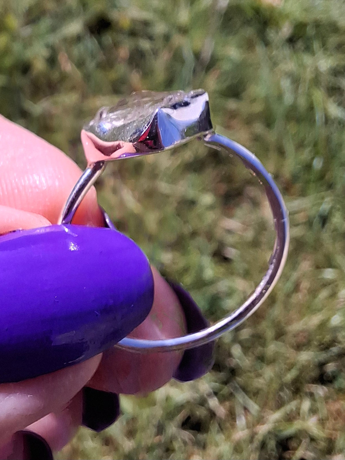 Libyan Desert Glass Ring, size T, 925 silver, Tektite (Ref: LR49)