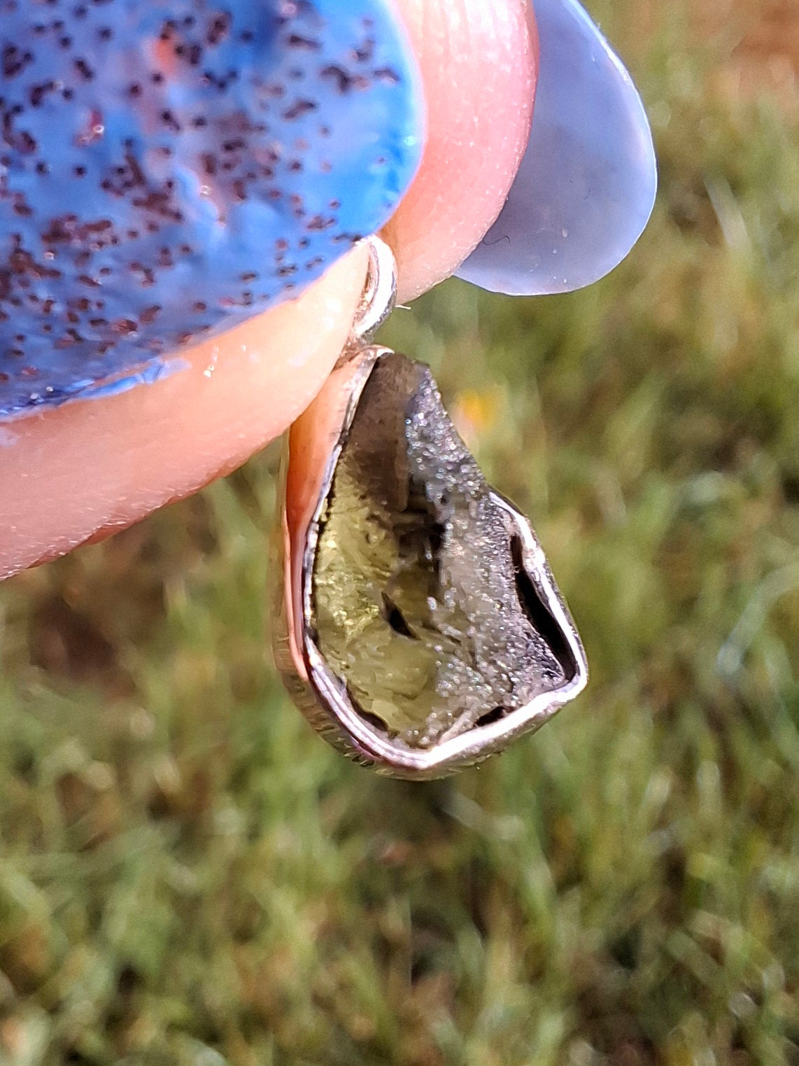 Moldavite Pendant, 925 Silver, Tektite (Ref: P42)