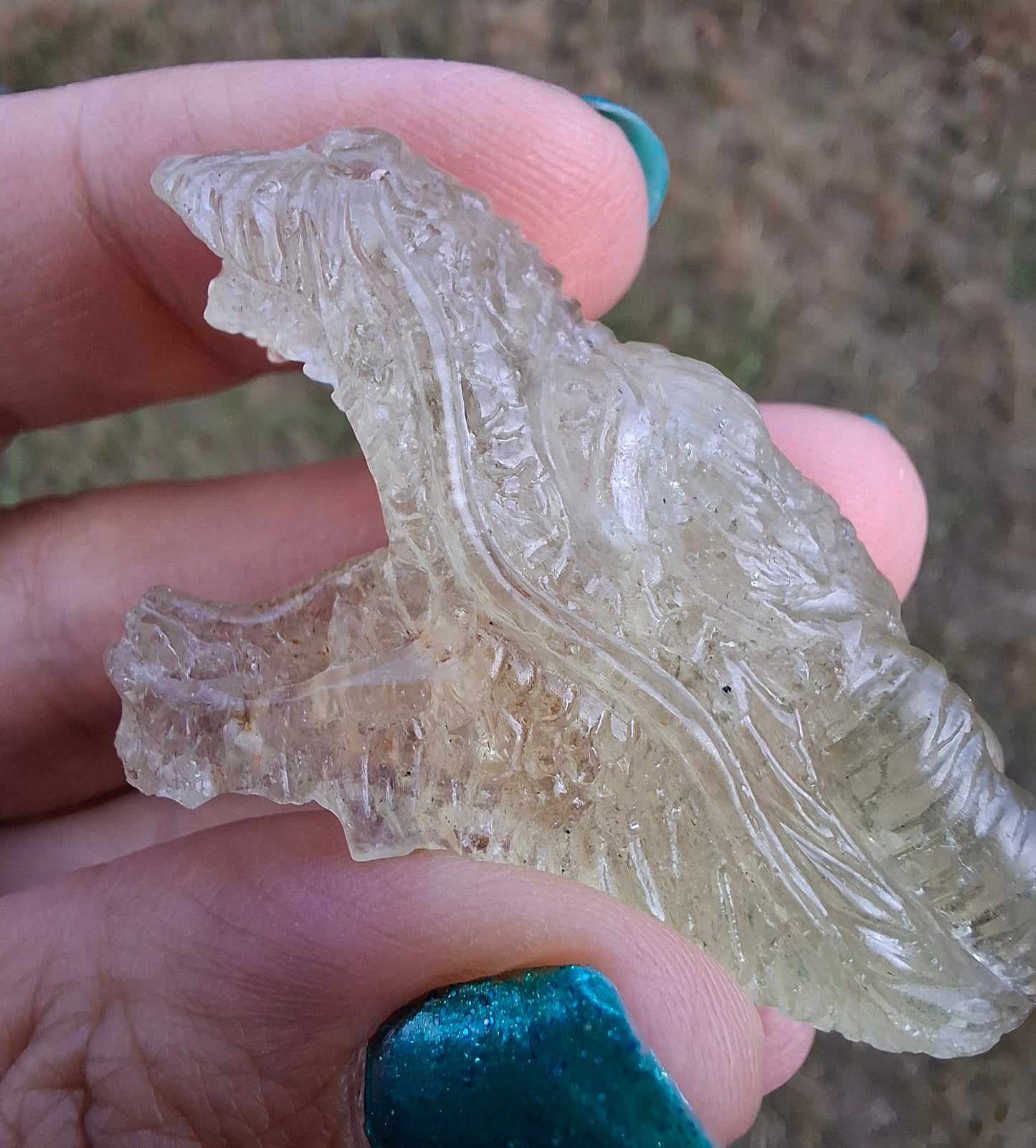 Libyan Desert Glass DRAGON HEAD carving, 22.42g, Tektite (Ref: Dragon 2)