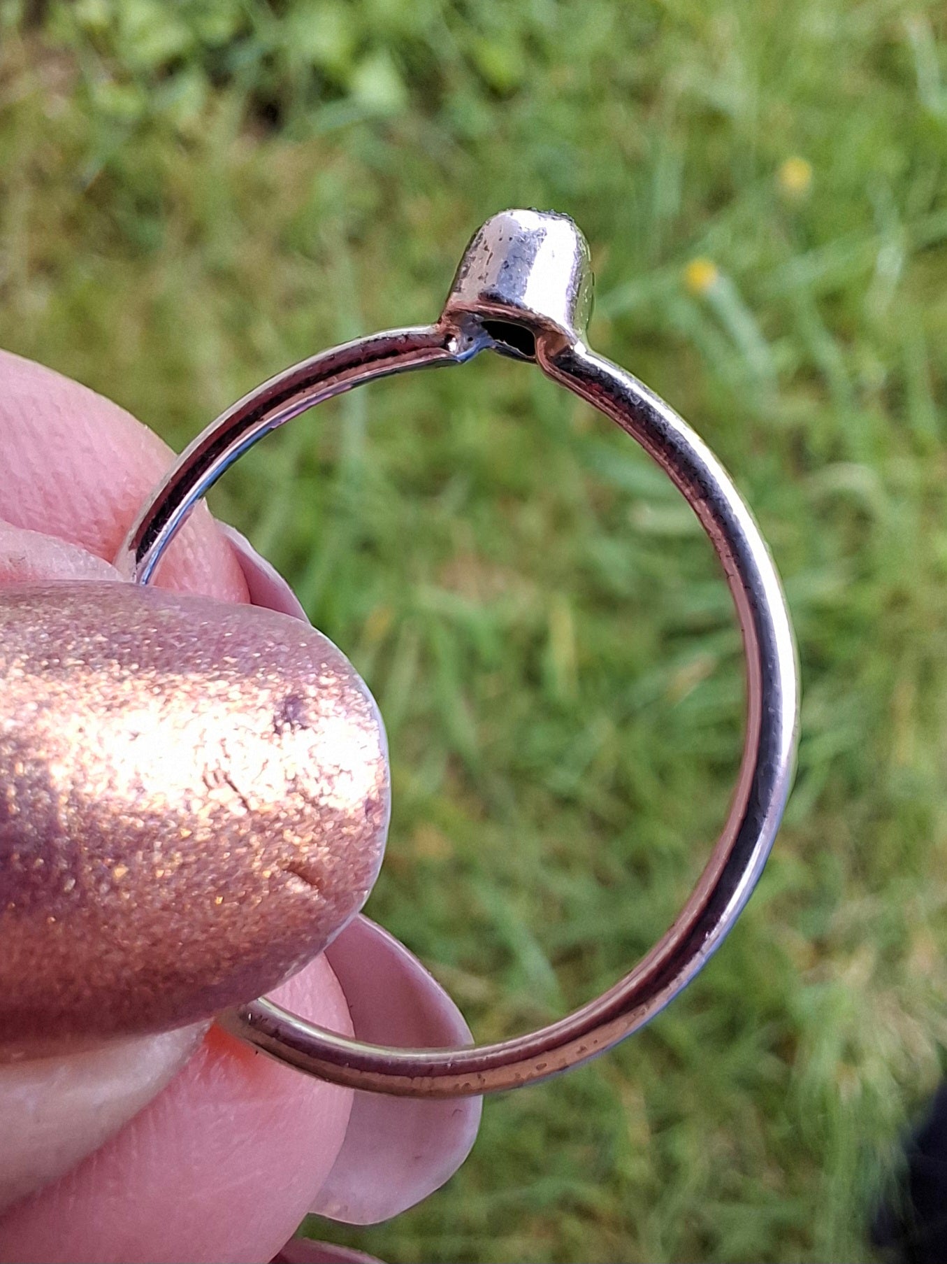 Moldavite Ring, size small P, 925 Silver, Tektite (Ref: R42)