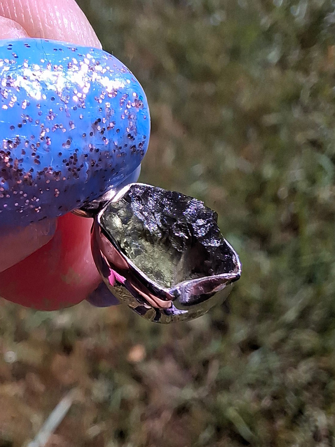 Moldavite Pendant, 925 Silver, Tektite (Ref: P86)