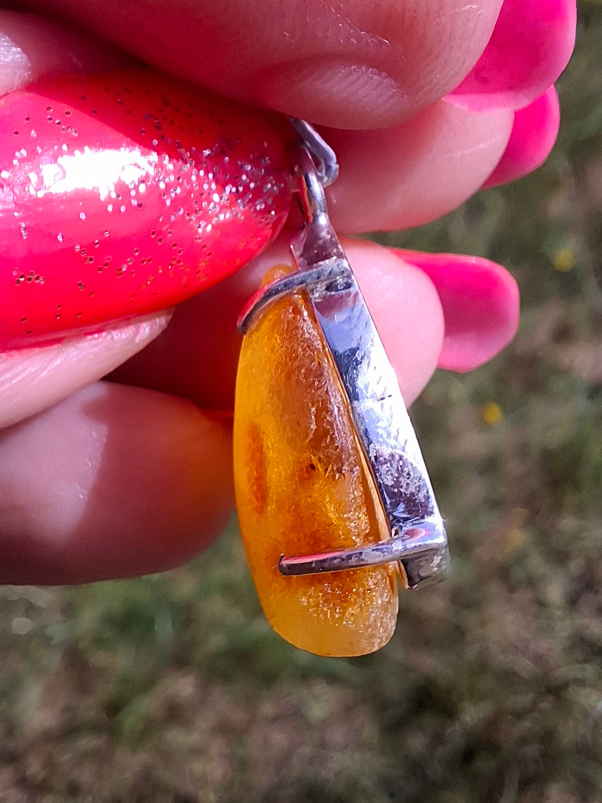 Baltic Amber Pendant, 925 Silver, Fossil (Ref: AP5)