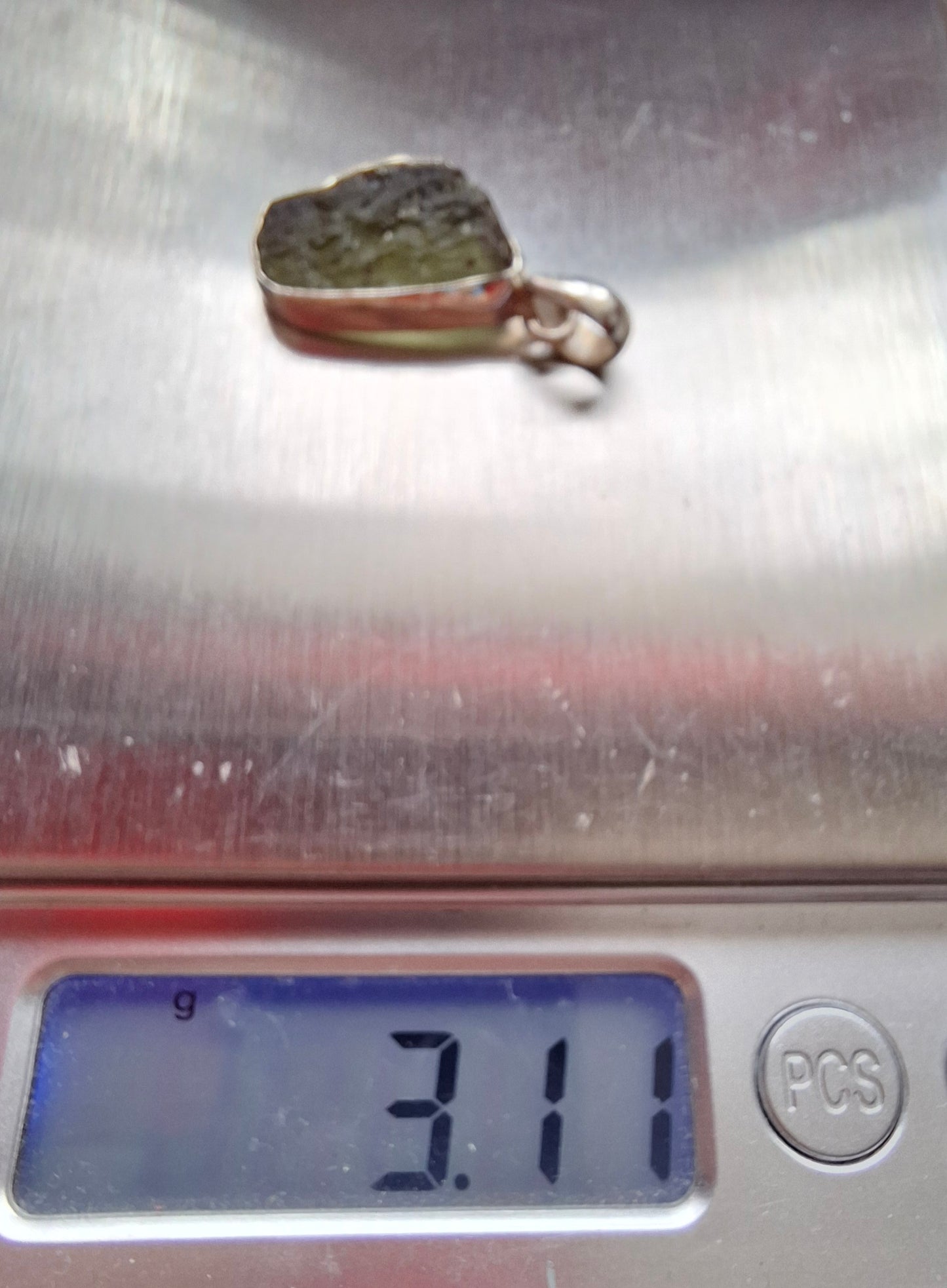 Moldavite Pendant, 925 Silver, Tektite (Ref: P429)