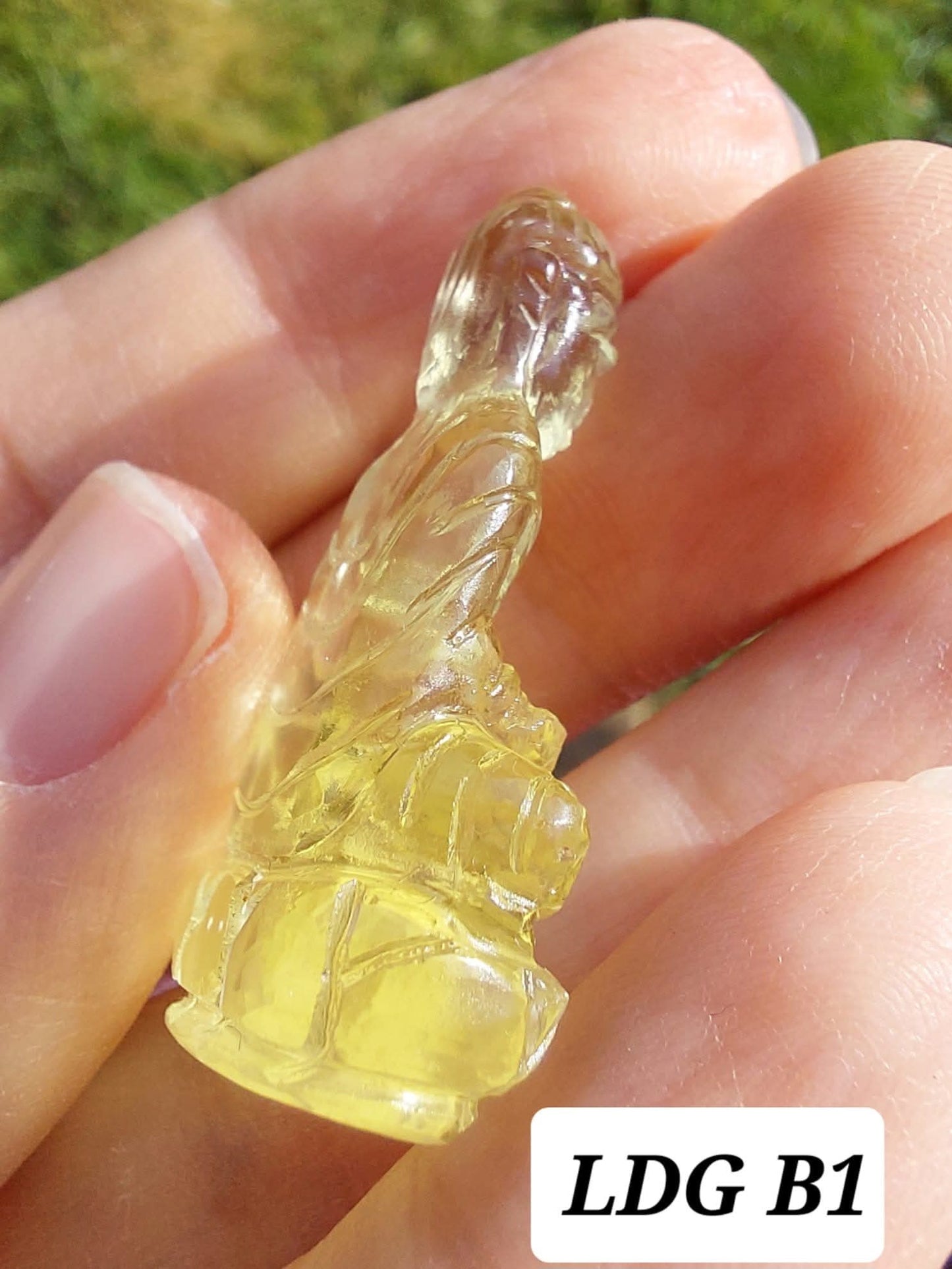 Libyan Desert Glass BUDDHA carving, 7.26g, Tektite (Ref: LDG B1)