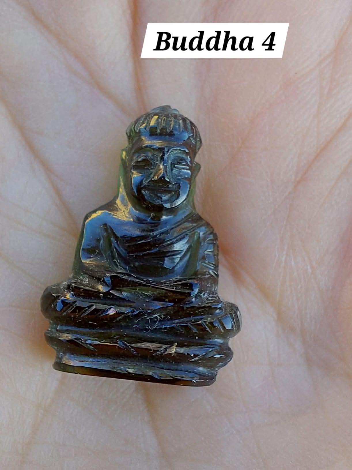 Moldavite BUDDHA Carving, 2.71g, Tektite (Ref: Buddha4)