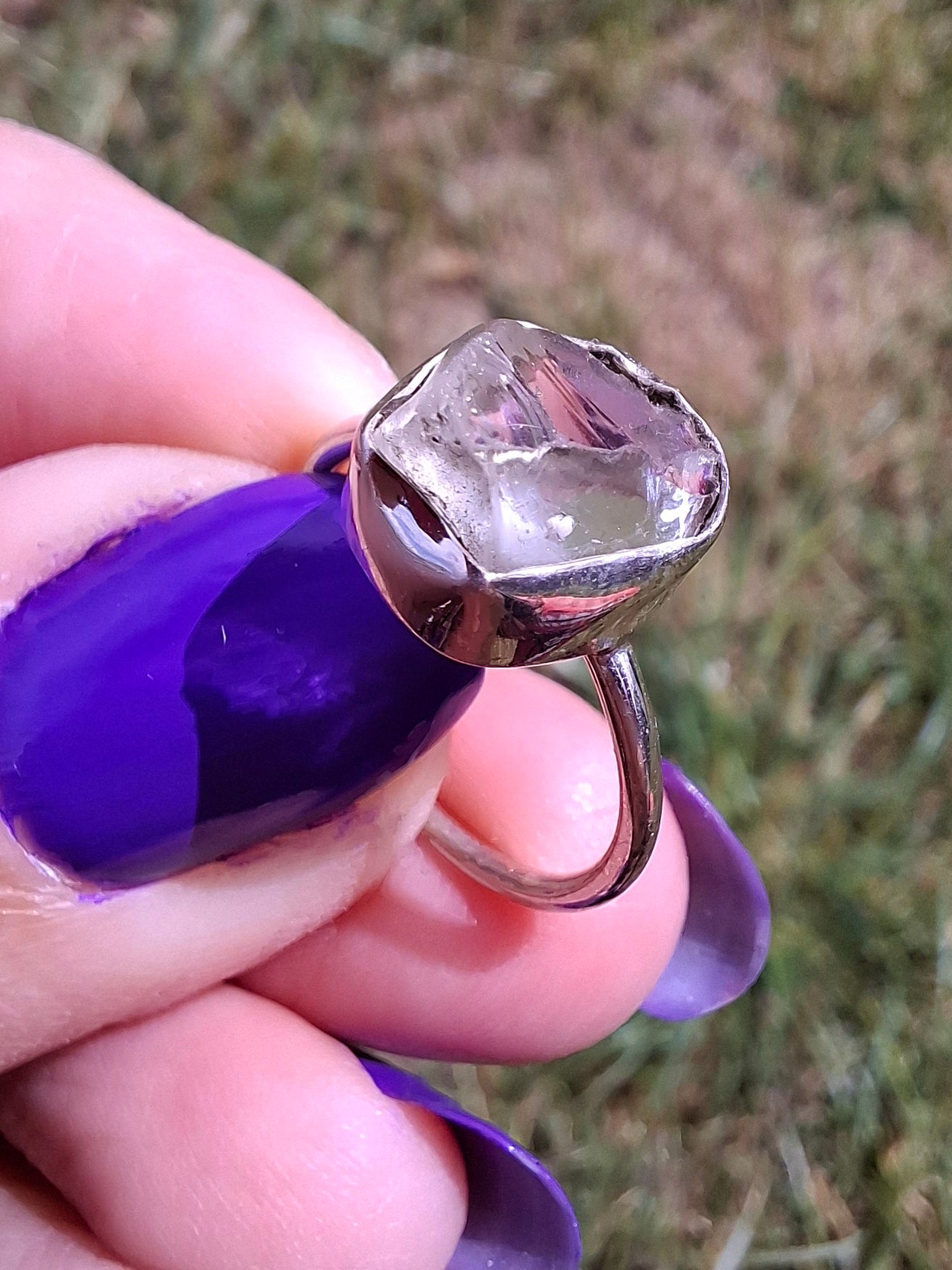 Libyan Desert Glass Ring, size large J, 925 Silver, Tektite (Ref: LR9)