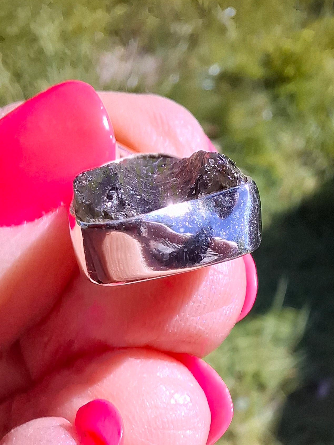 Moldavite Pendant, 925 Silver, Tektite (Ref: P440)
