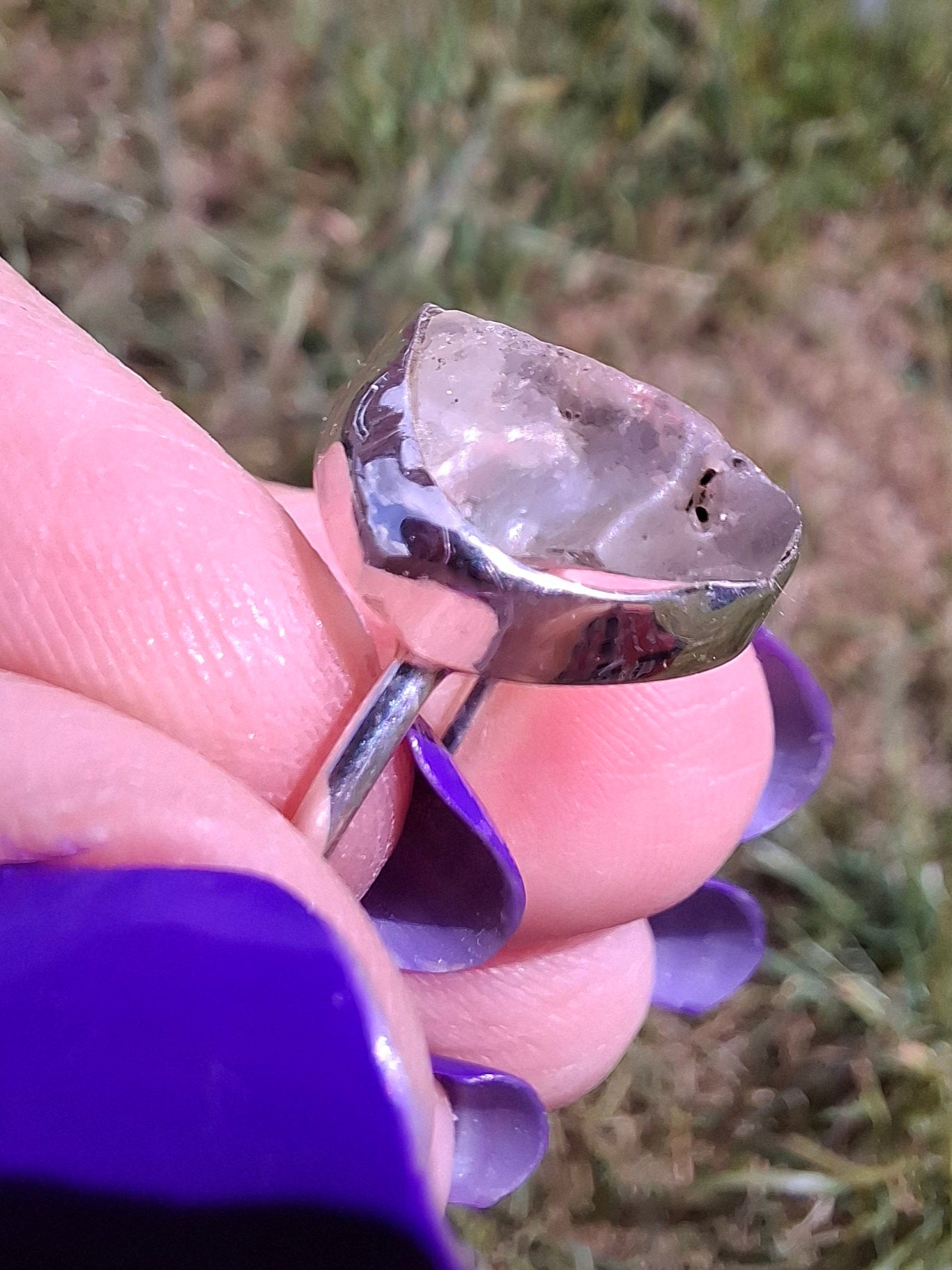 Libyan Desert Glass Ring, size large P, 925 Silver, Tektite (Ref: LR28)