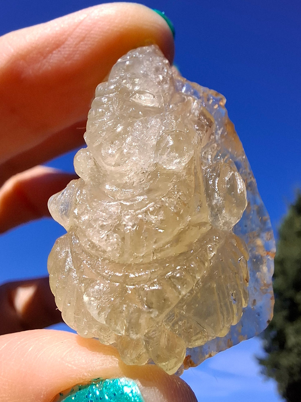 Libyan Desert Glass GANESHA carving, 18.39g, Tektite (Ref: Ganesha3)