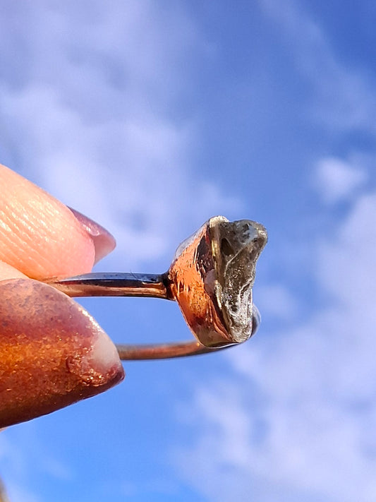 Moldavite Ring, size large M, 925 Silver, Tektite (Ref: R30)