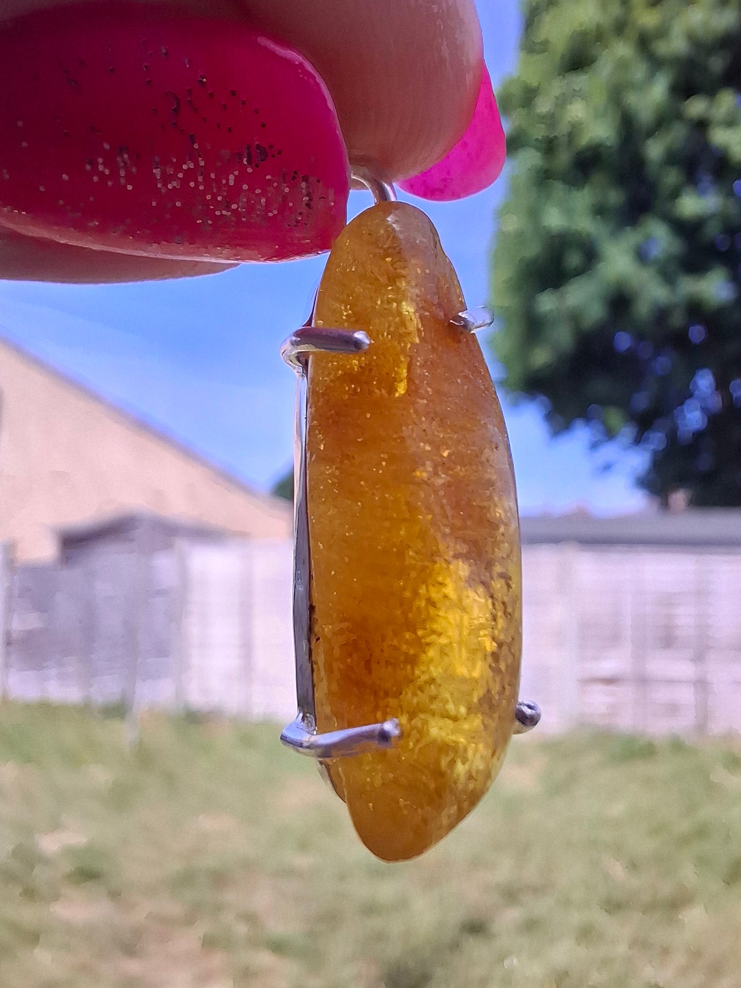 Baltic Amber Pendant, 925 Silver, Fossil (Ref: AP9)