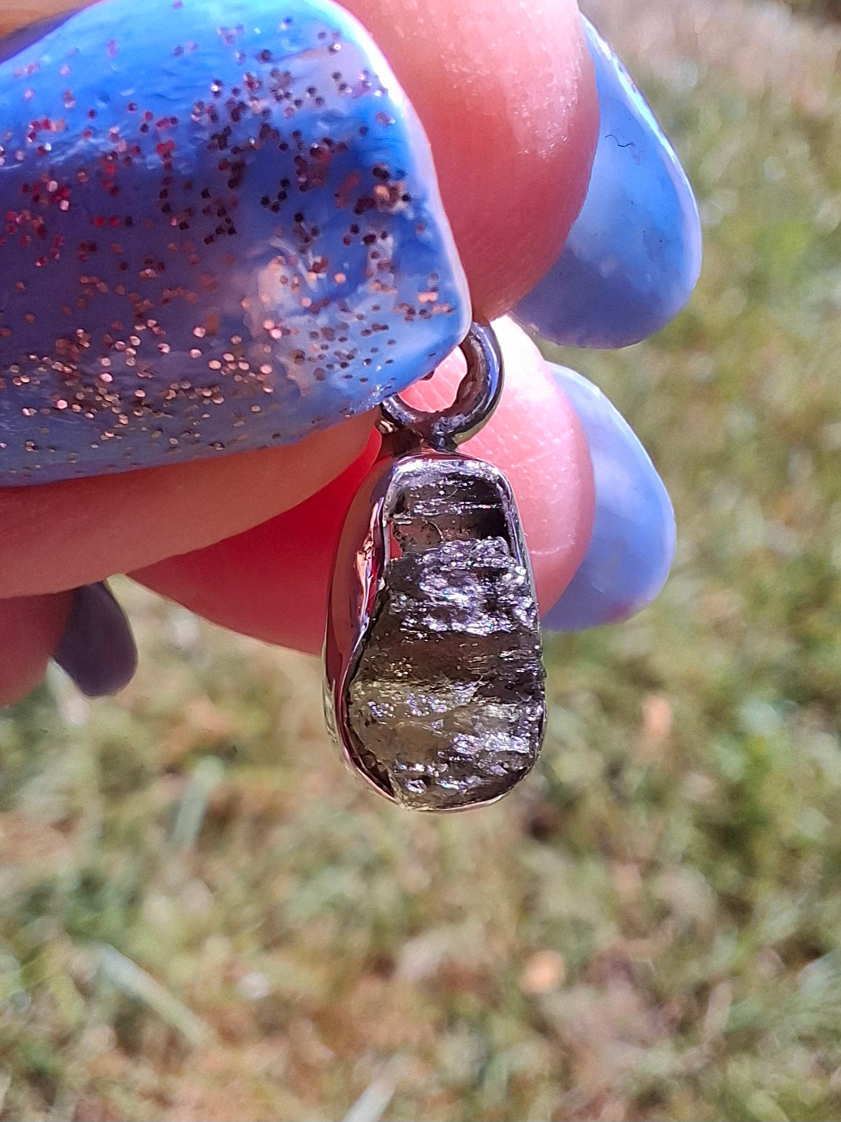 Moldavite Pendant, 925 Silver, Tektite (Ref: P89)