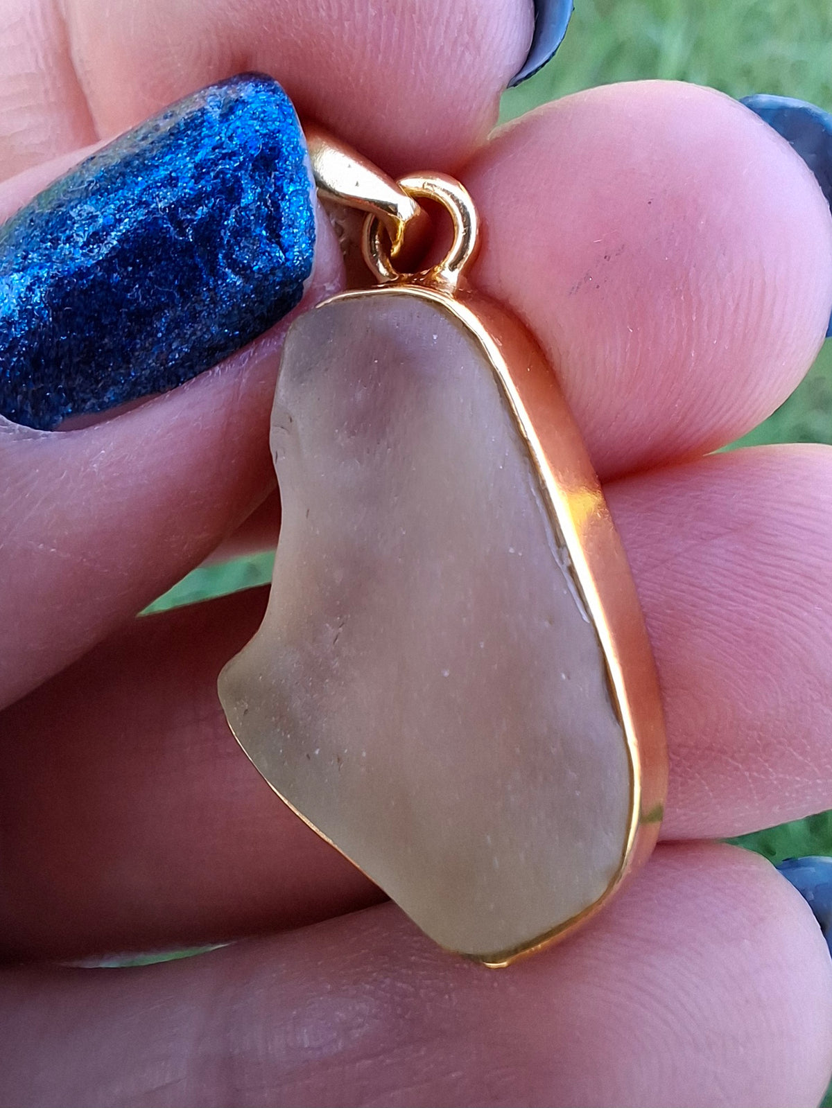Libyan Desert Glass Pendant, 14K GOLD Plated, Tektite (Ref: LP120)