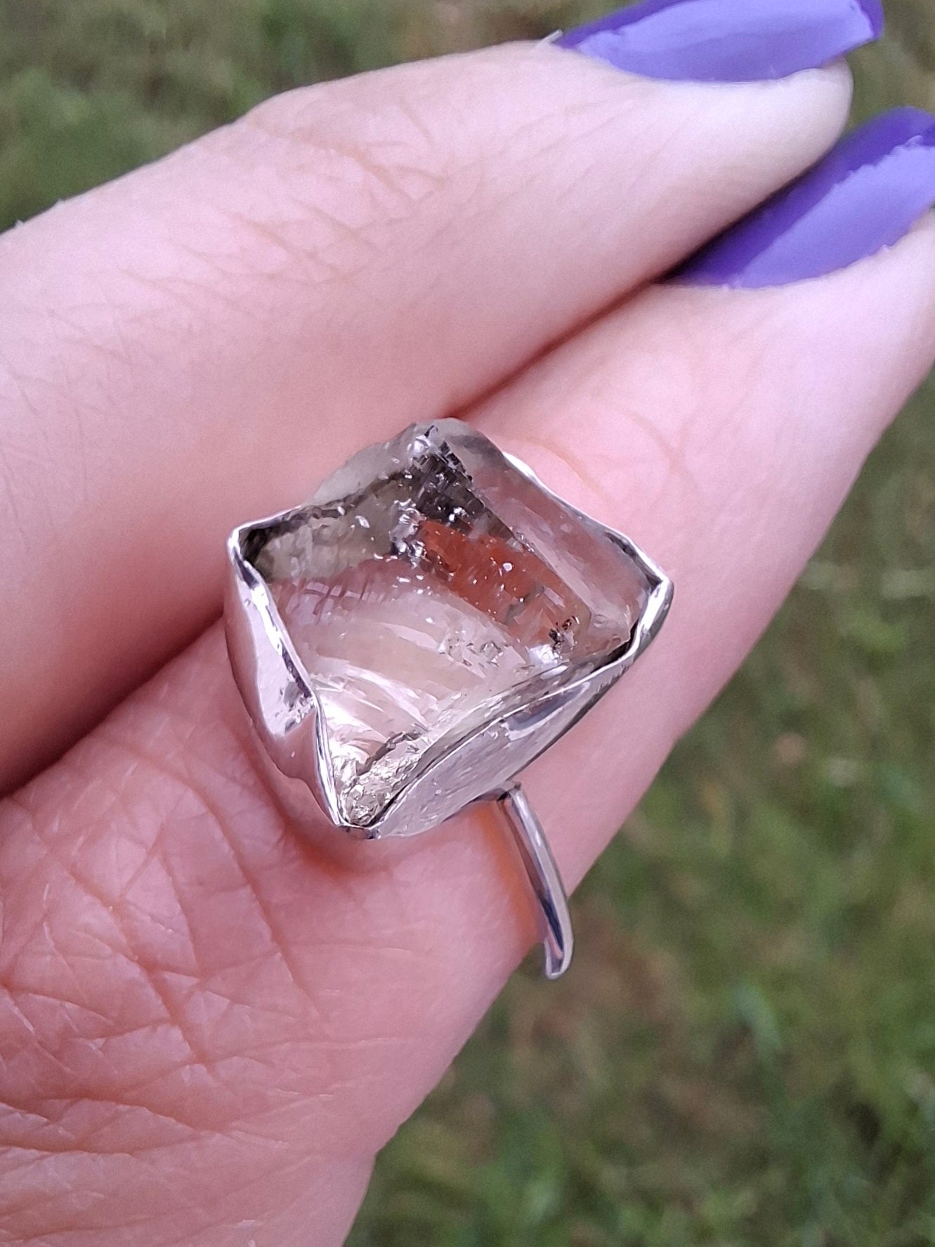 Libyan Desert Glass Ring, size P, 925 Silver, Tektite (Ref: LR26)