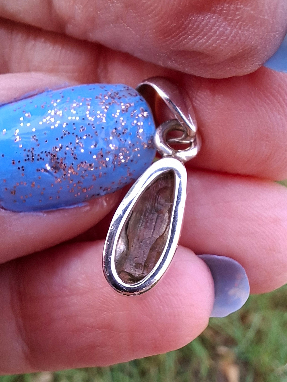 Moldavite Pendant, 925 Silver, Tektite (Ref: P48)