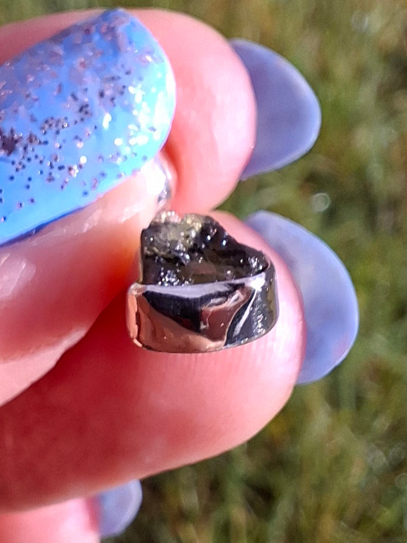 Moldavite Pendant, 925 Silver, Tektite (Ref: P37)