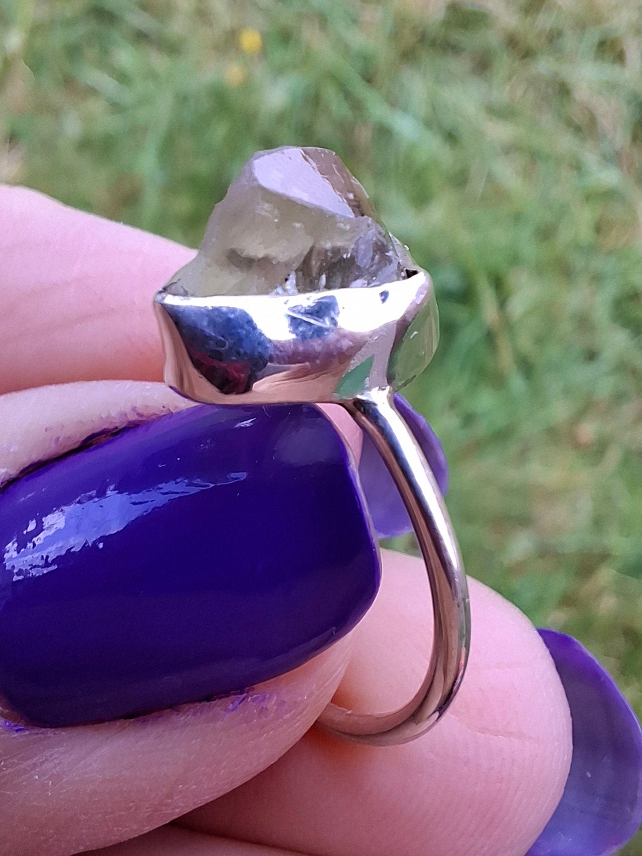 Libyan Desert Glass Ring, size large K/small L, 925 Silver, Tektite (Ref: LR17)