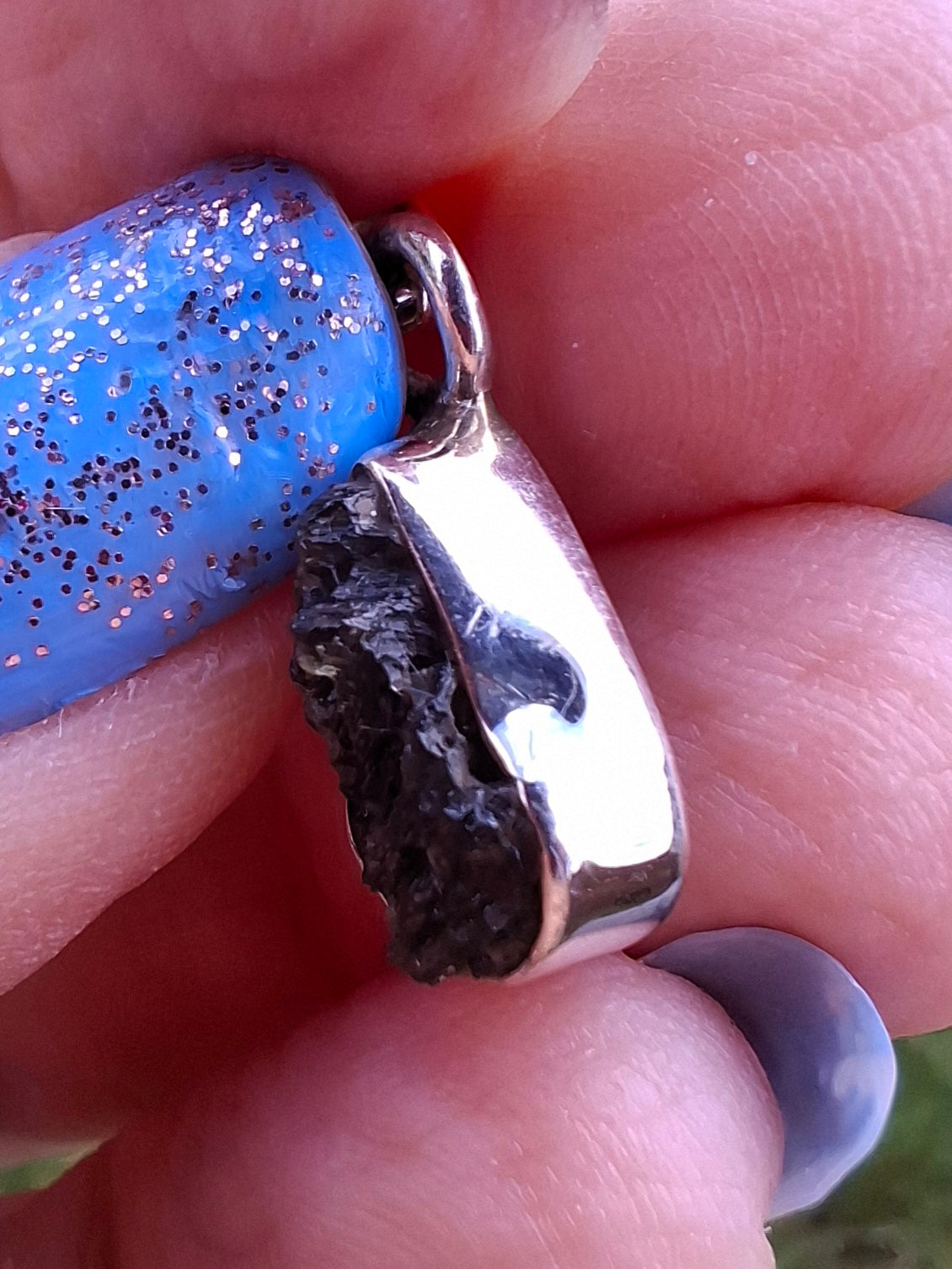 Moldavite Pendant, 925 Silver, Tektite (Ref: P64)