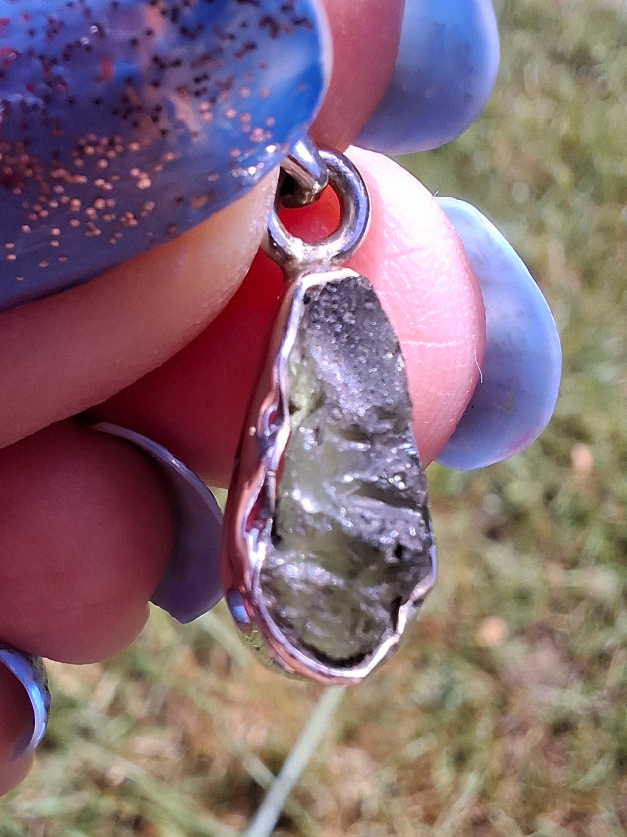 Moldavite Pendant, 925 Silver, Tektite (Ref: P73)